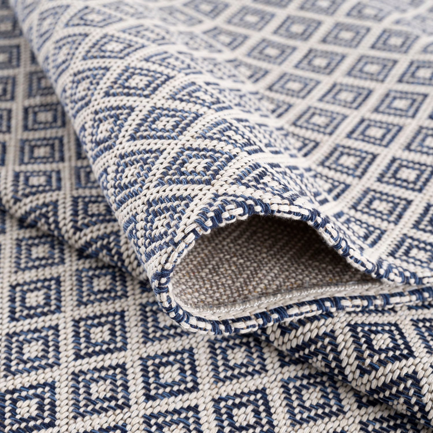 Carpet City Teppich »Cotton«, rechteckig, 5 mm Höhe, Flachgewebe, 100% Baumwolle, Rauten-Optik, Pflegeleicht
