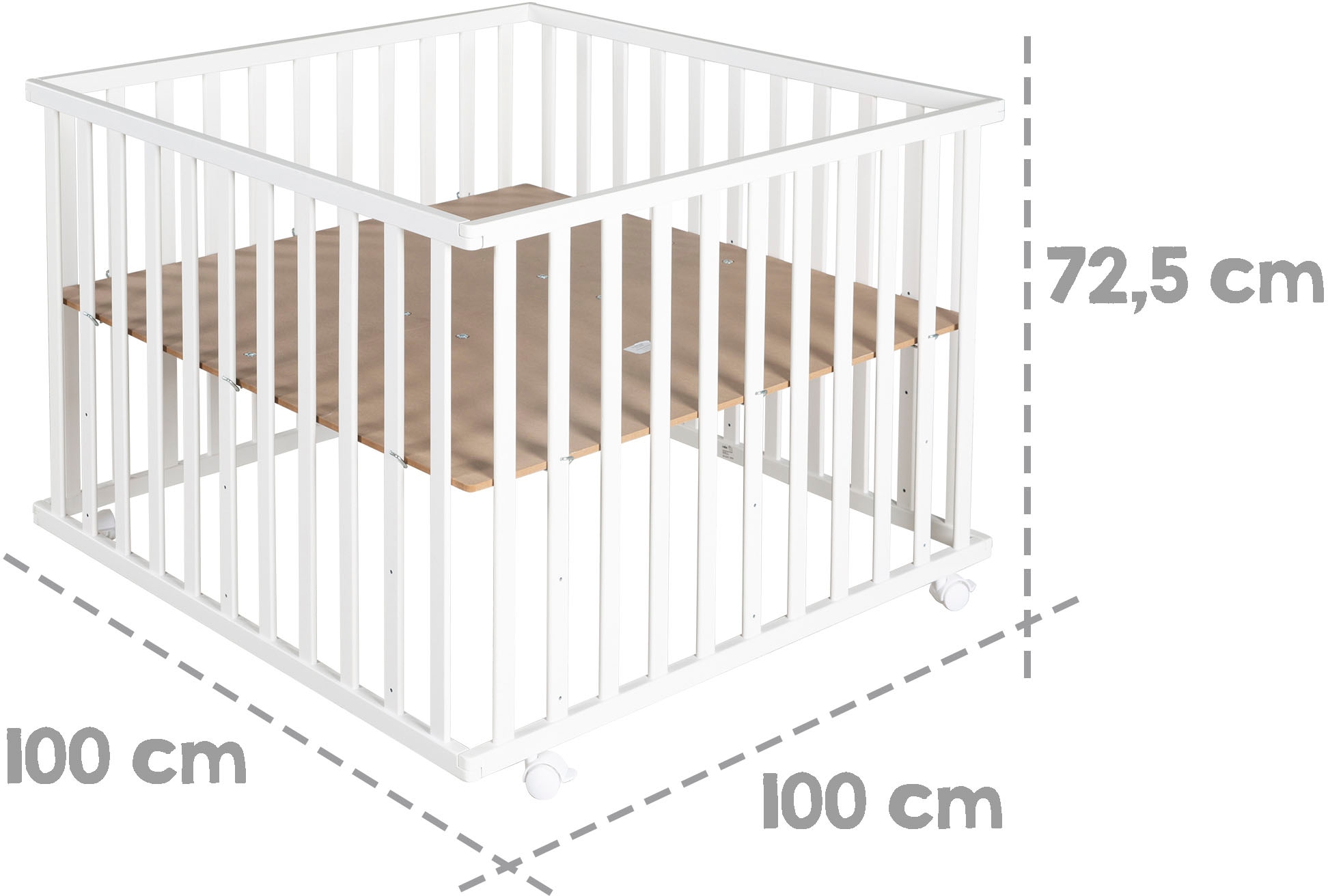 roba® Laufgitter »Little Stars, 100x100 cm, weiss«, bis 15 kg, mit Stoffeinlage und Nestchen; Rollen, höhenverstellbar