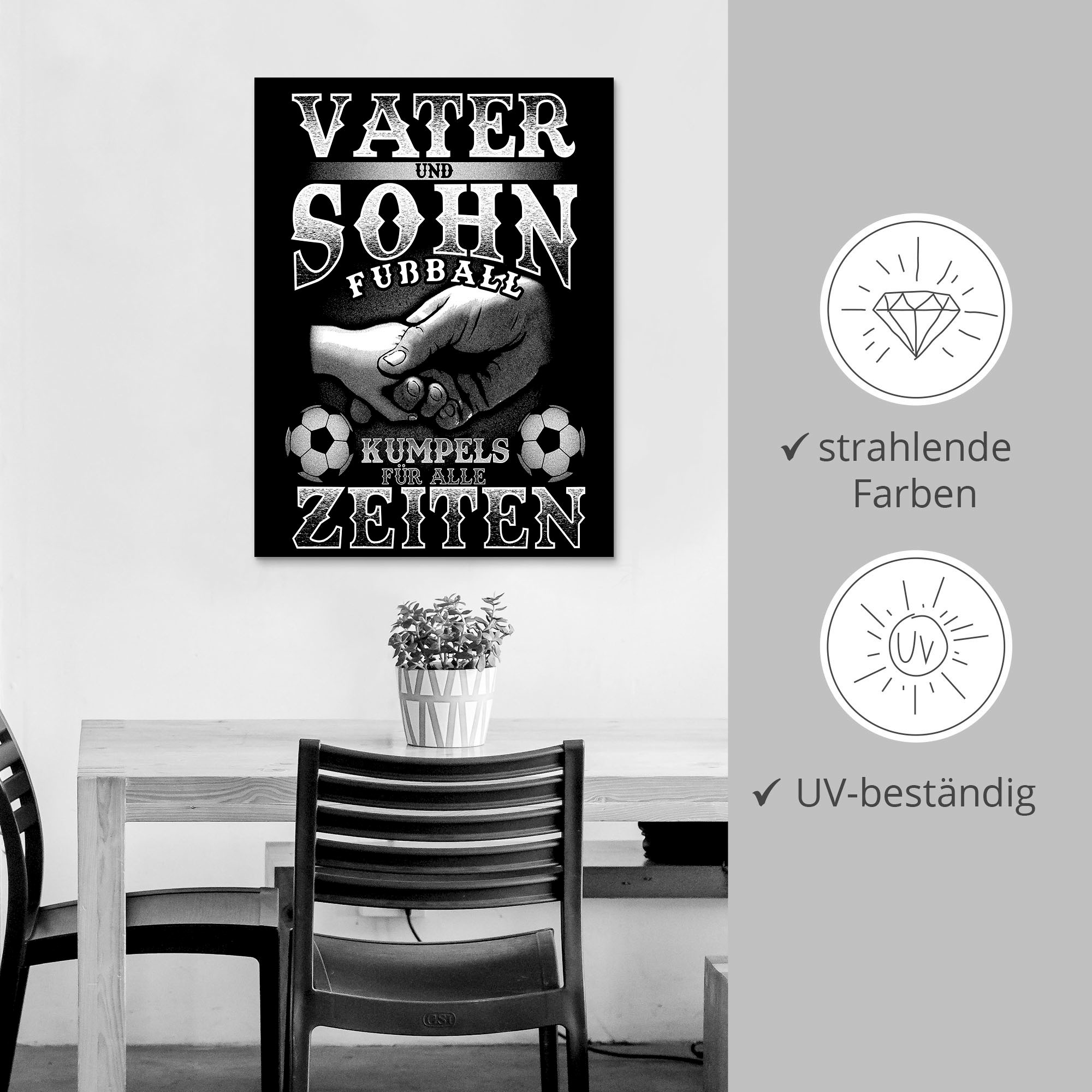Artland Wandbild »Vater und Sohn Fussball Kumpels«, Sprüche & Texte, (1 St.), als Alubild, Outdoorbild, Poster in verschied. Grössen