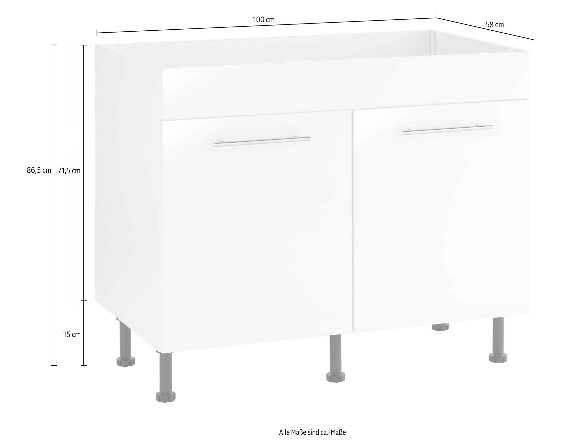 wiho Küchen Spülenschrank »Ela«, Breite 100 cm, höhenverstellbare Füsse