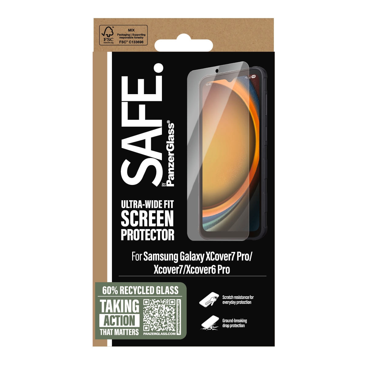 •	SAFE by PanzerGlass Displayschutzglas »Displayschutz Ultra-Wide Fit für Samsung Galaxy XCover7/XCover7 Pro«, für Samsung Galaxy XCover6-Samsung Gala, Displayschutzfolie, Schutzfolie, Bildschirmschutz, kratz- & stossfest