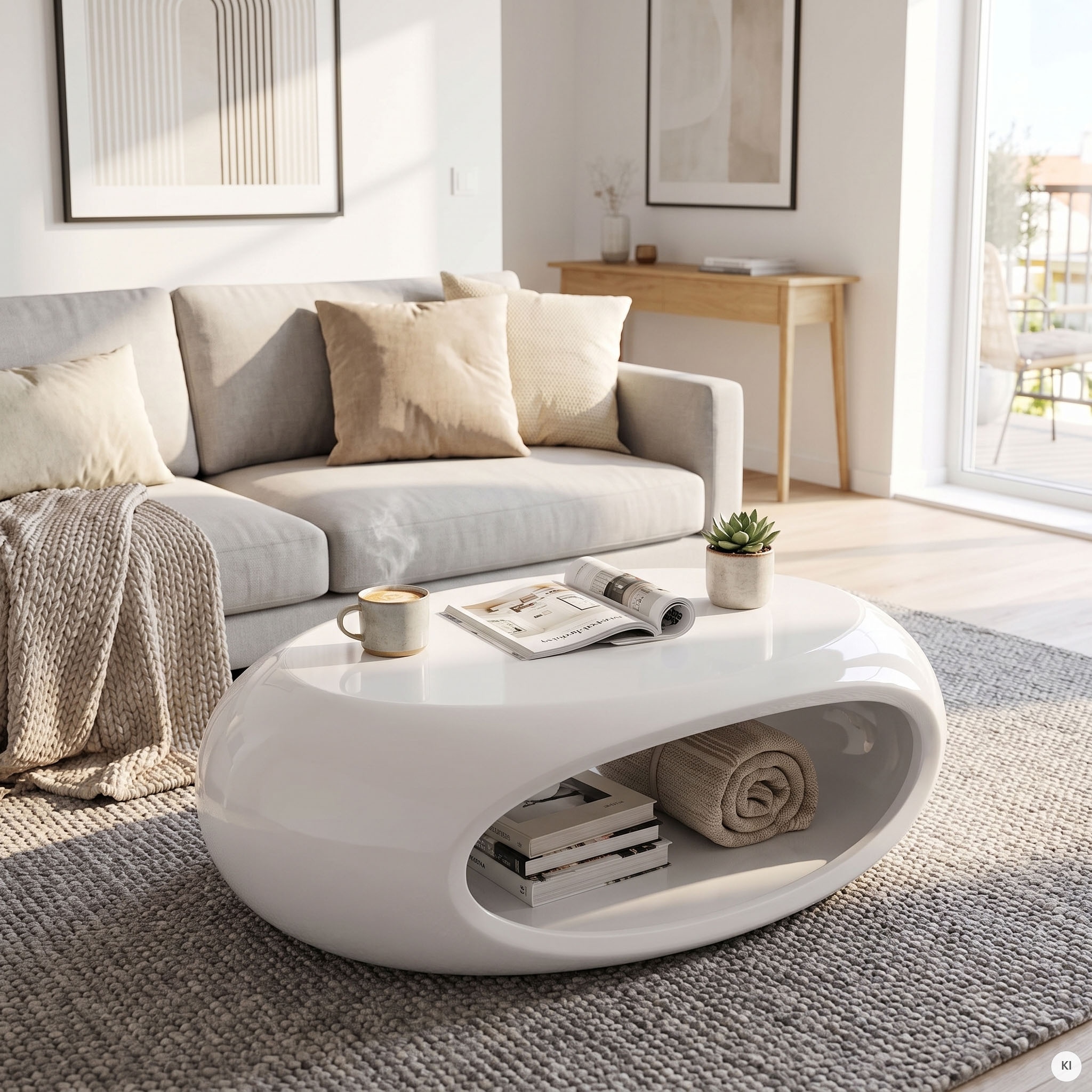 SalesFever Couchtisch "Coffeetable im minimalistischen Stil" komplett aus hochwertigem Fiberglas