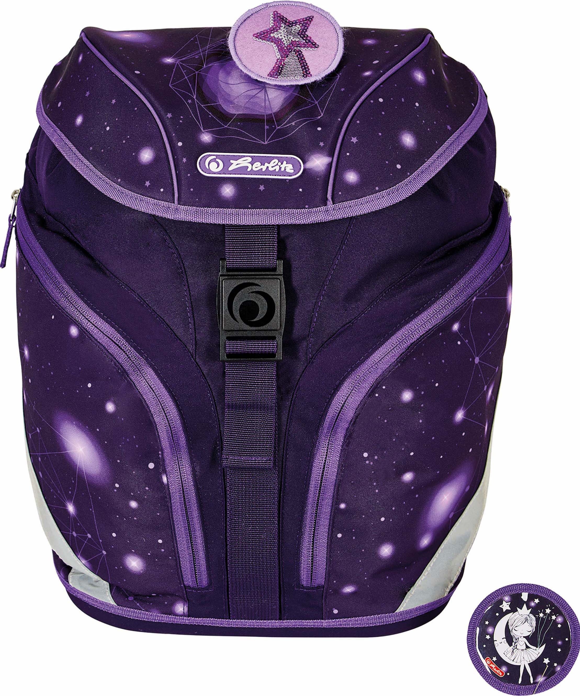 Herlitz Schulrucksack »SoftLight Plus, Space Girl«, Reflektoren-Floureszierende Flächen, mit 2 abnehmbaren Applikationen