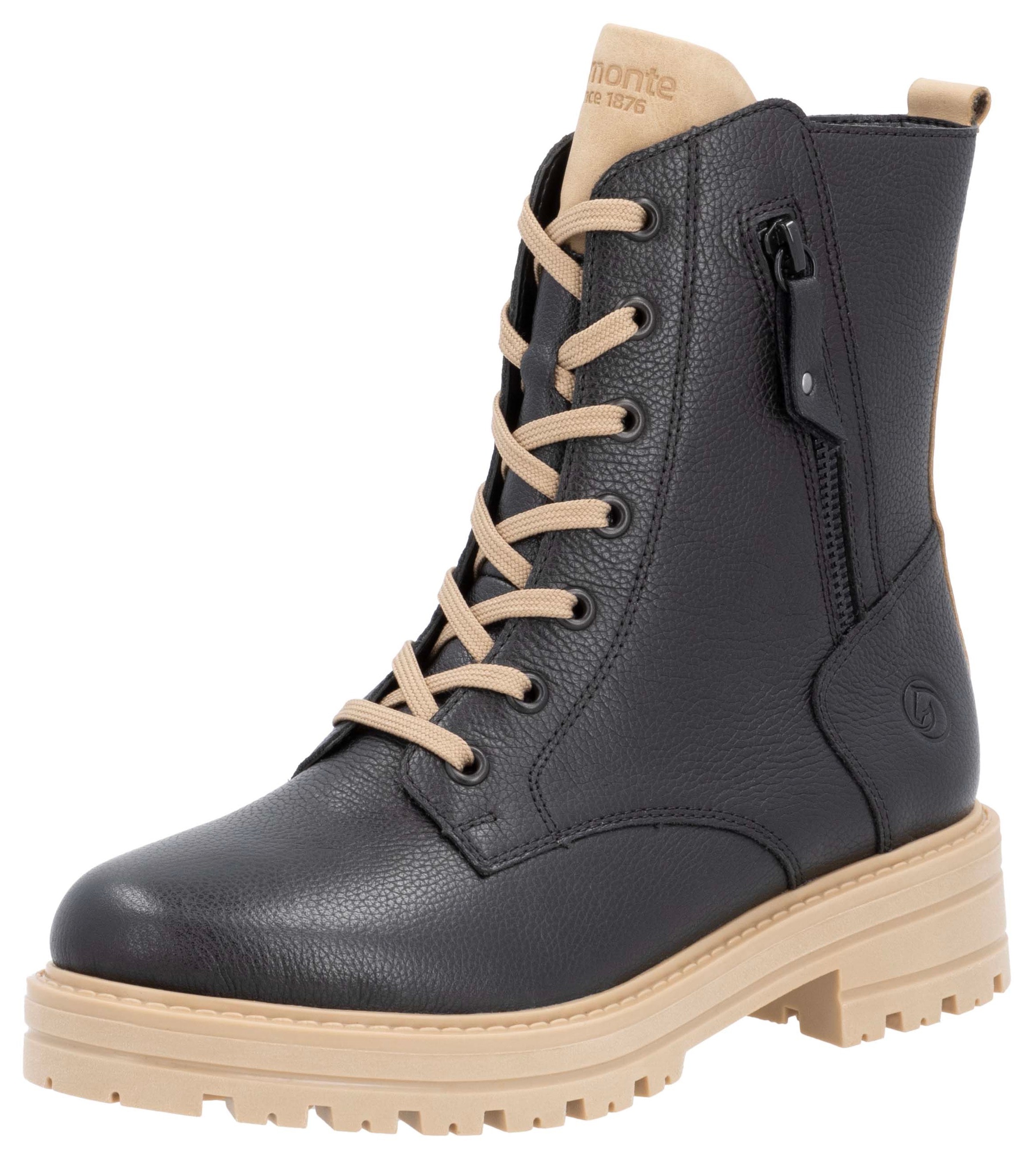 Remonte Winterboots, Blockabsatz, Winterstiefelette, Schnürboots mit Zierreissverschluss