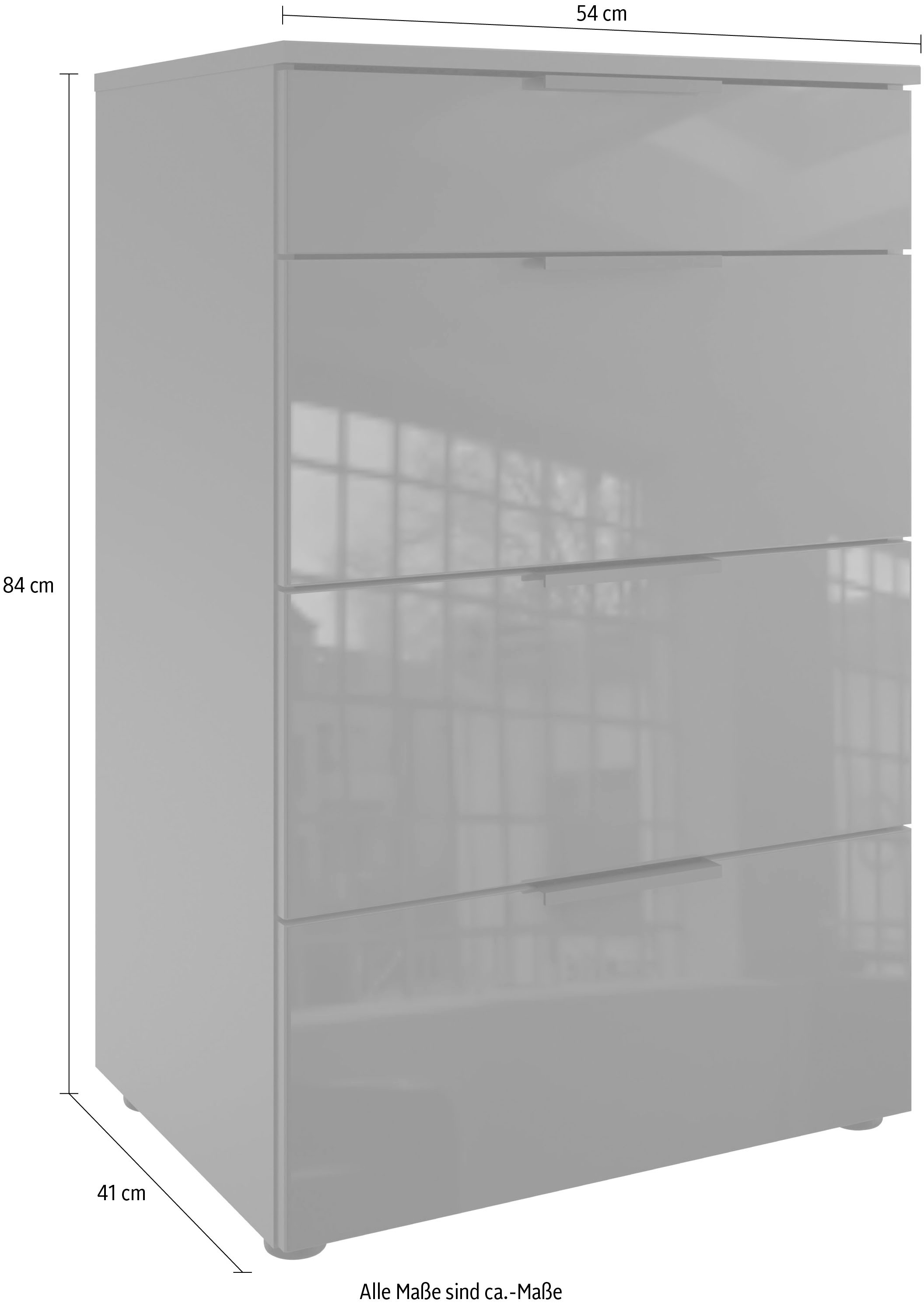 Wimex Schubkastenkommode »Level36 C by fresh to go«, mit Glaselementen auf der Front, soft-close Funktion, 54cm breit
