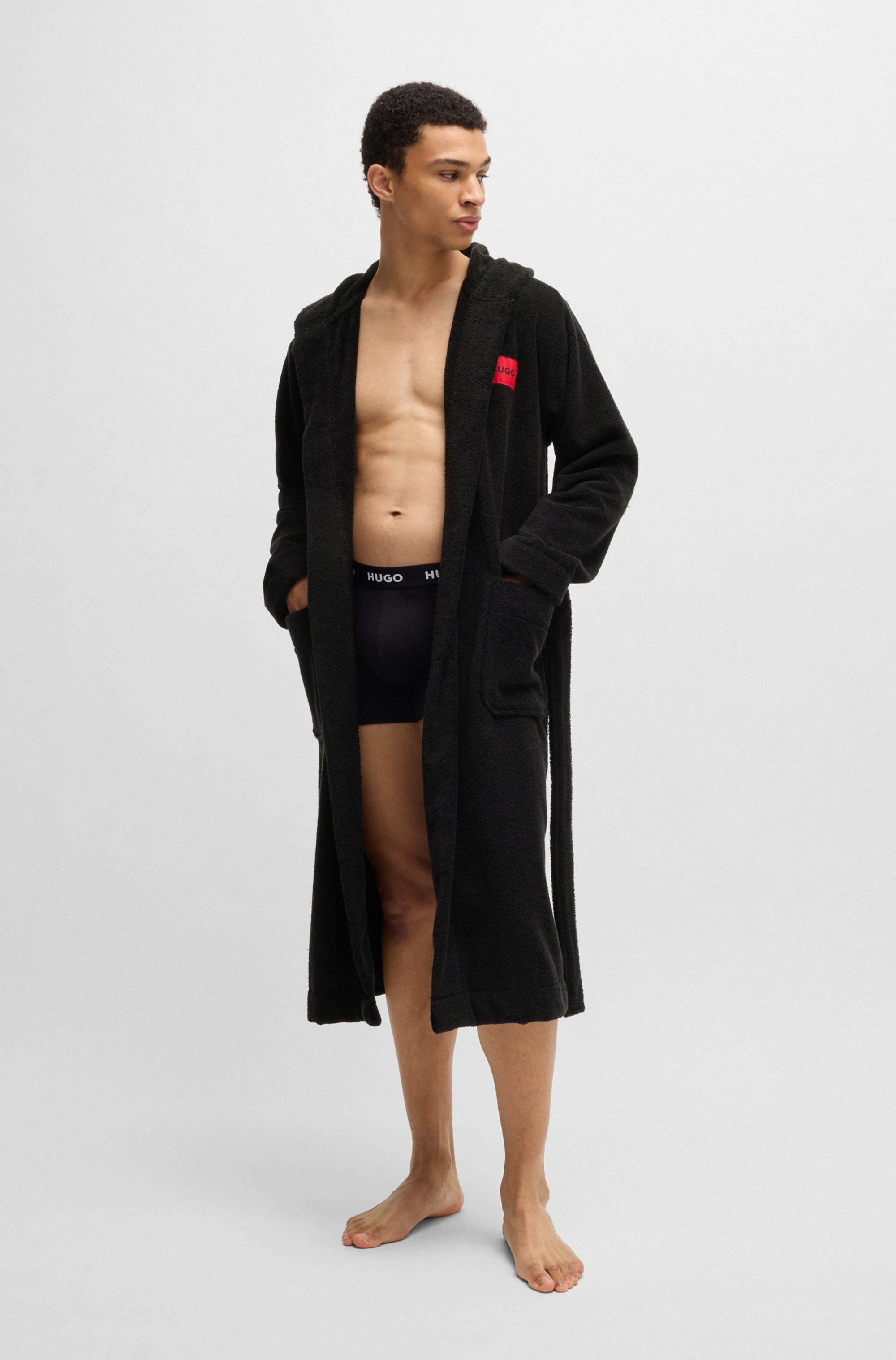 HUGO Underwear Bademantel »Terry Gown Hooded«, mit Kapuze & kontrastfarbenen Logo