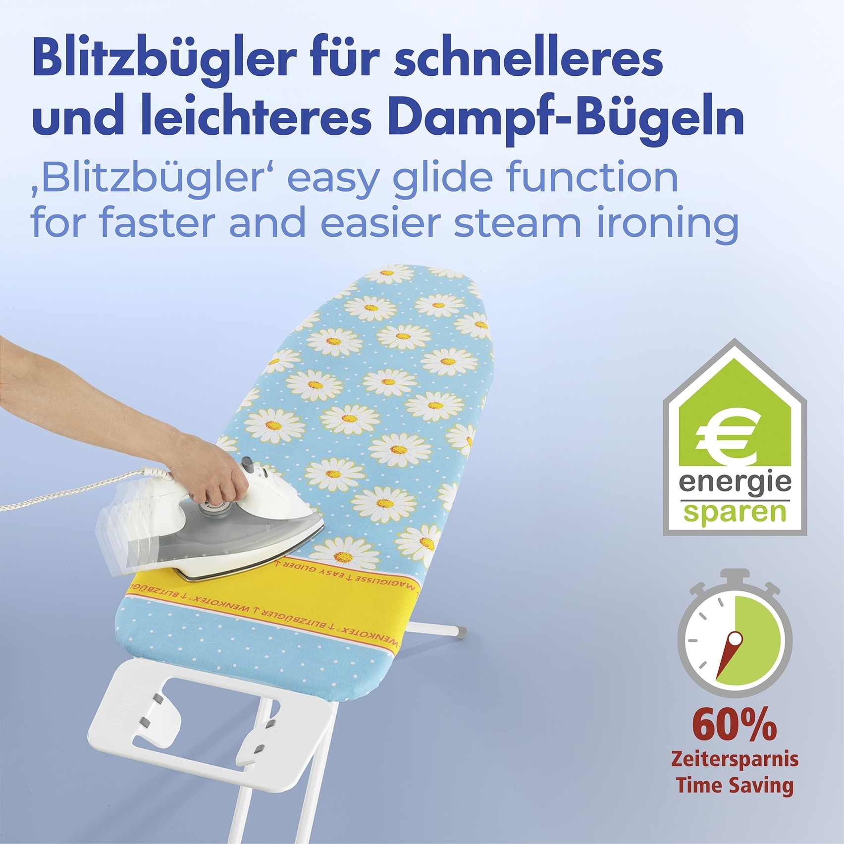 Maximex Bügelbrettbezug »Modell Margie«, Bügeltischbezug mit Blitzbüglerzone, gepolstert, 128 x 54 cm