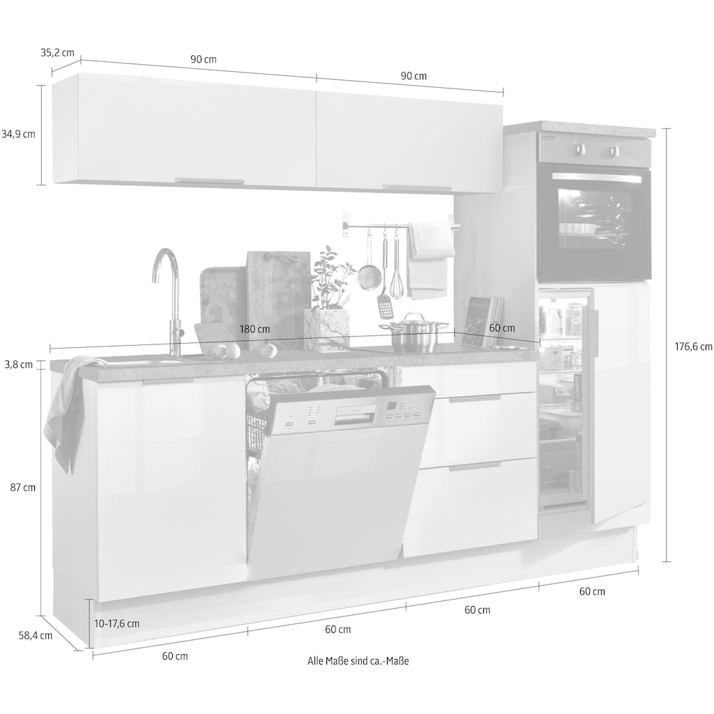 OPTIFIT Küchenzeile »Tara«, ohne E-Geräte, mit Vollauszug und Soft-Close-Funktion, Breite 240 cm