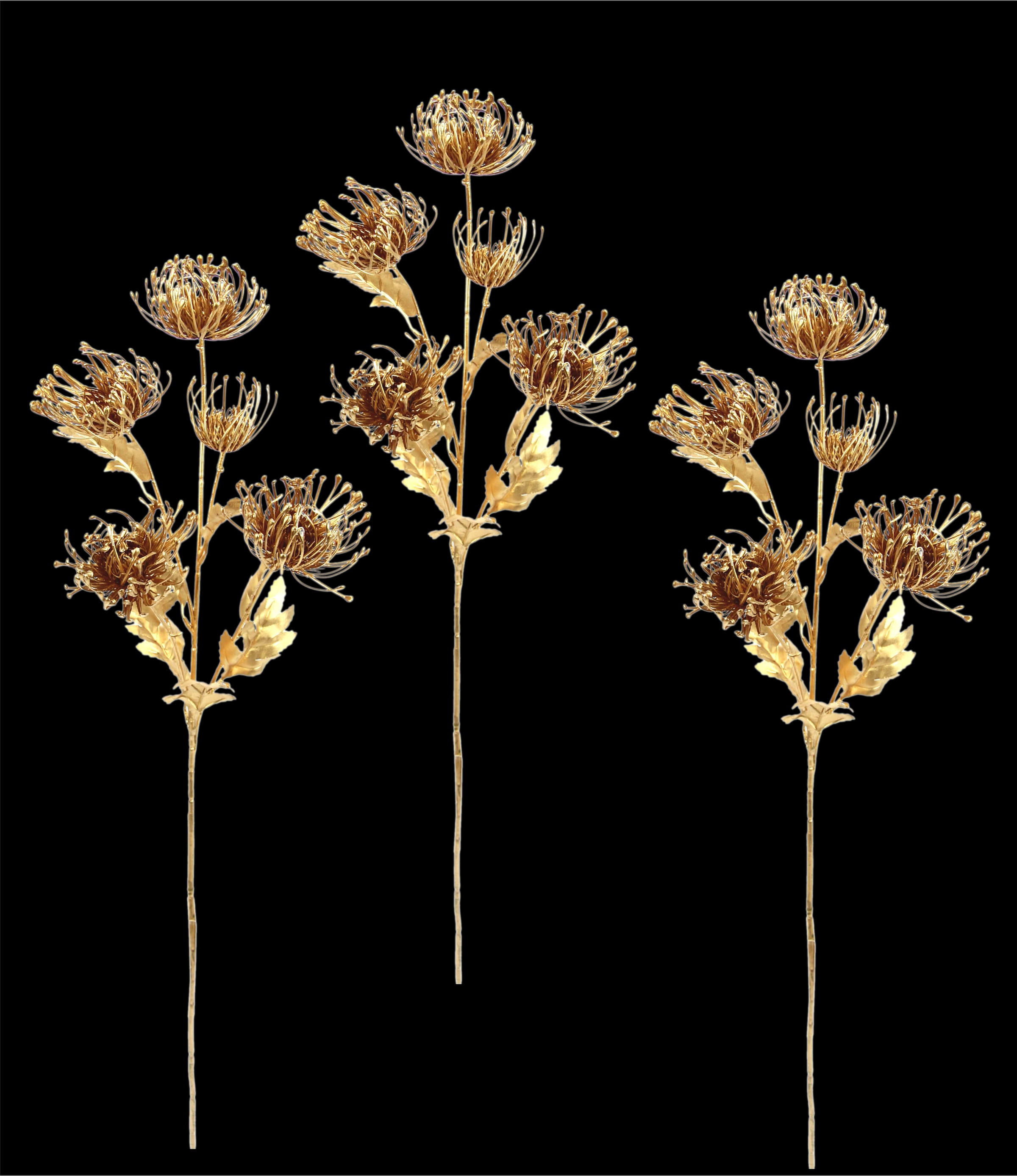 I.GE.A. Kunstblume »Protea«, metallic Kunstzweig, 3er Set