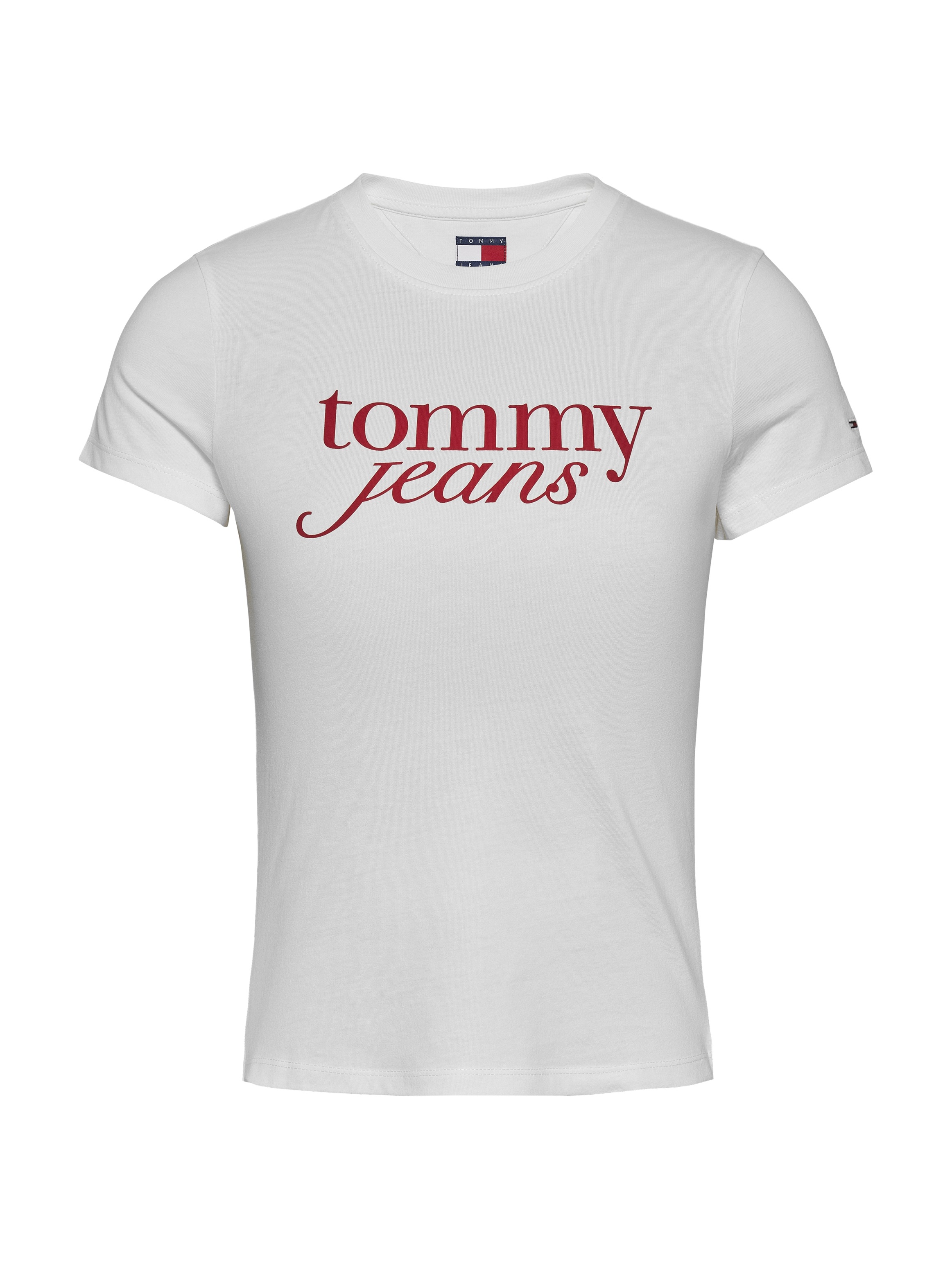 Tommy Jeans Curve Rundhalsshirt »Shirt TJW SLIM ESSENTIAL«, in Grossen Grössen, Logo-Print auf Brusthöhe, mit Logostickerei