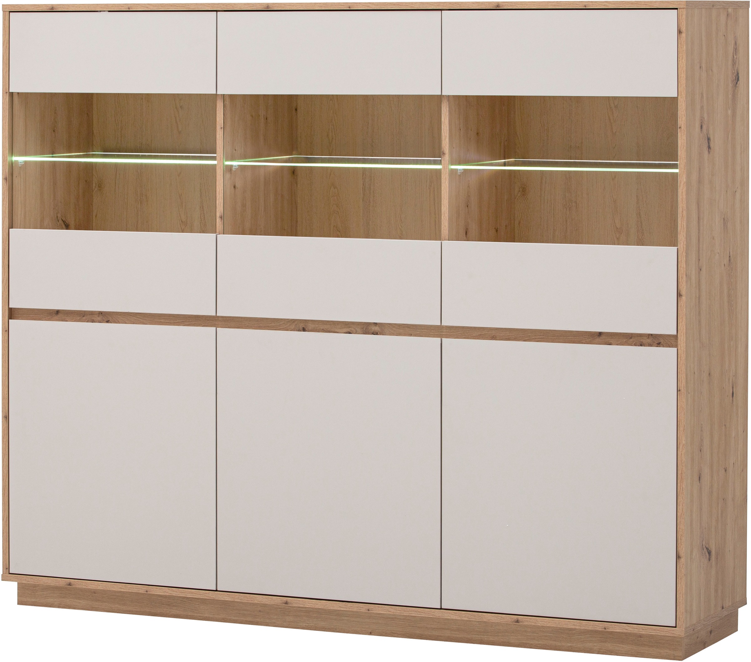 Home affaire Highboard "Sonora, moderner Schrank, Stauraumelement in Eiche Artisan, Kommode" filigrane Rahmenoptik, ausreichend Stauraum, vielseitig einsetzbar