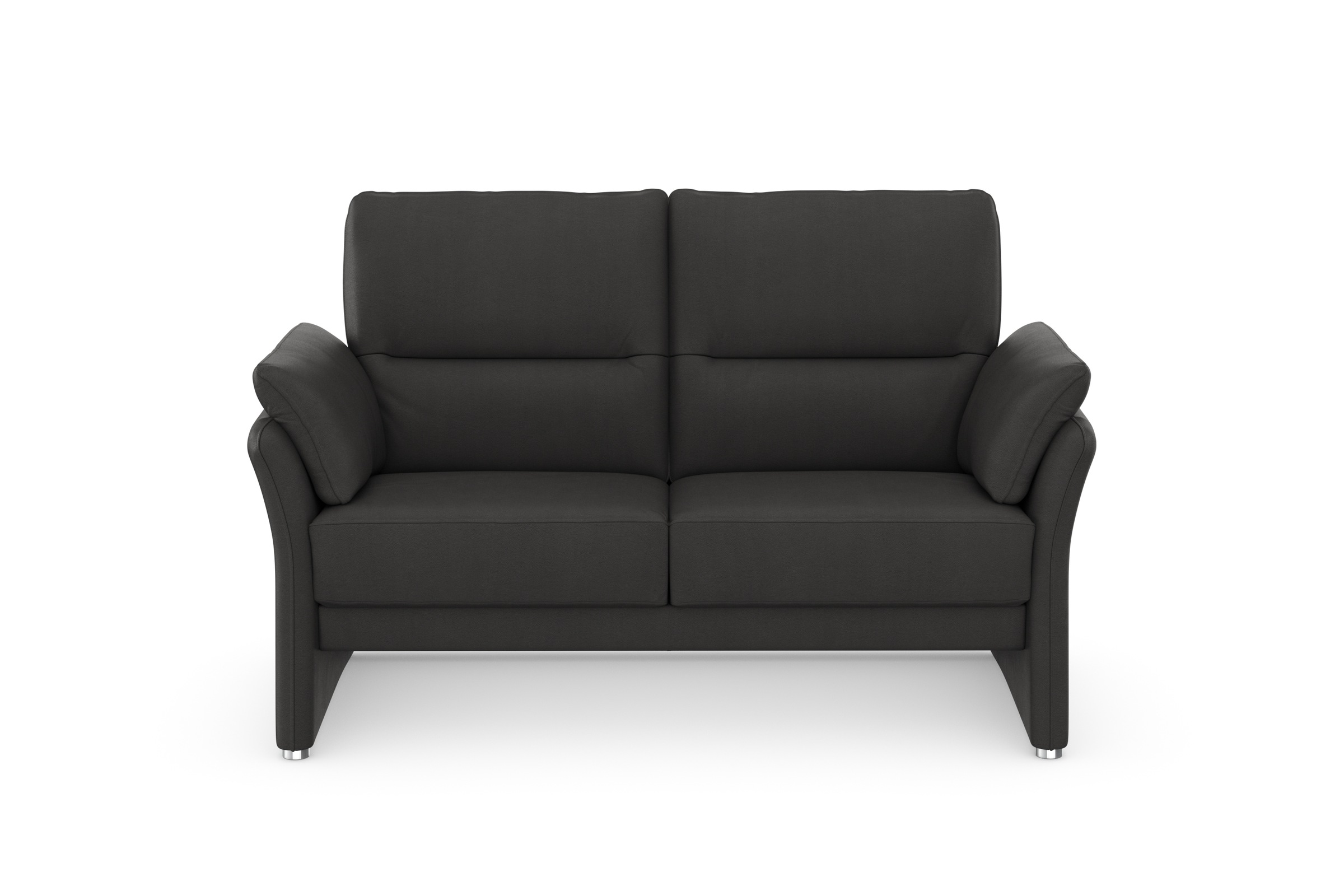 DOMO collection 2-Sitzer »Pina, schmale Armlehnen, mit Federkern, kompakt & elegant«, Hoher Sitzkomfort, Luxus-Microfaser Lederoptik, grau, Breite 159 cm