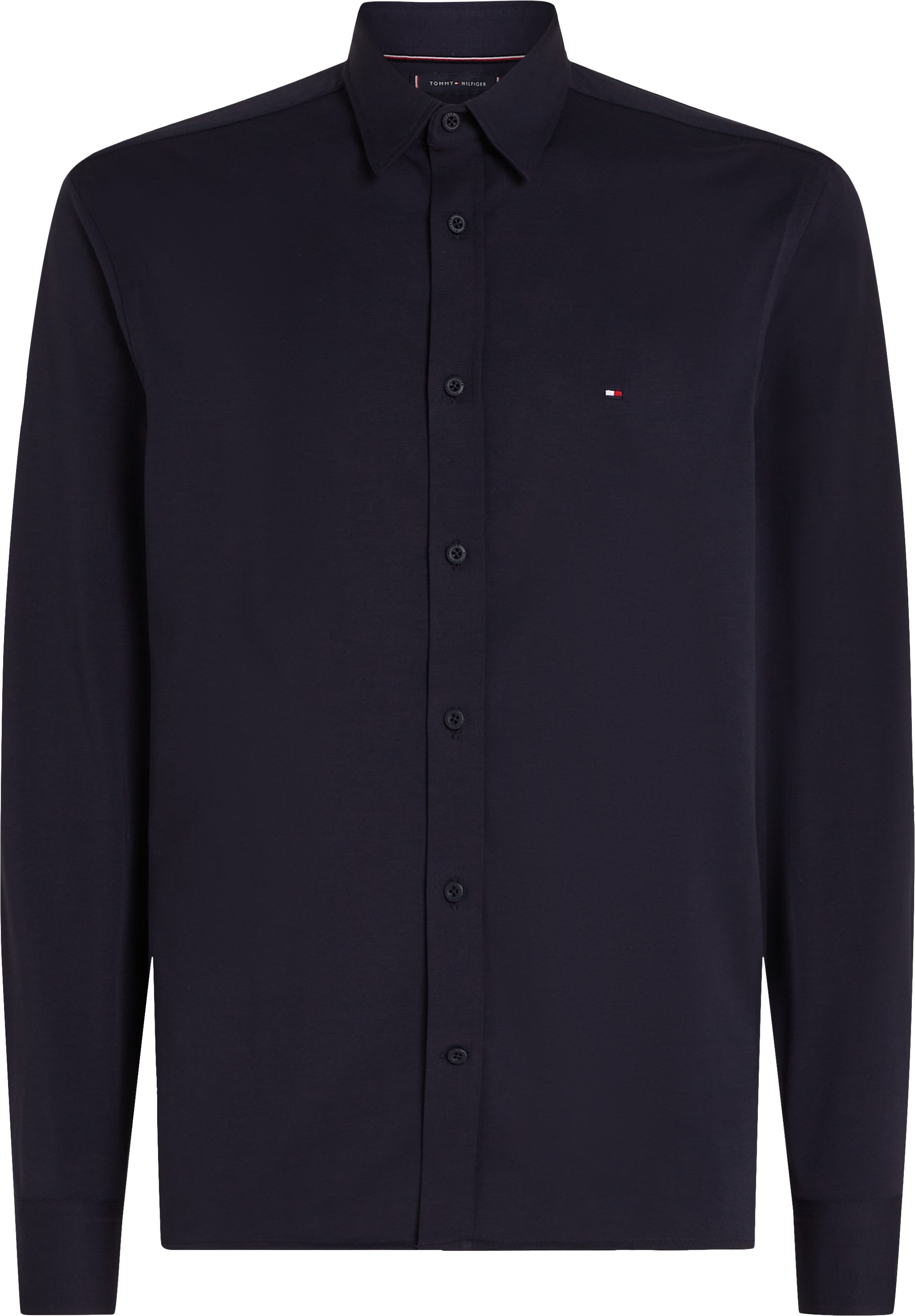 Tommy Hilfiger Businesshemd »PERFORMANCE KNIT SOLID SF SHIRT«, mit Logostickerei