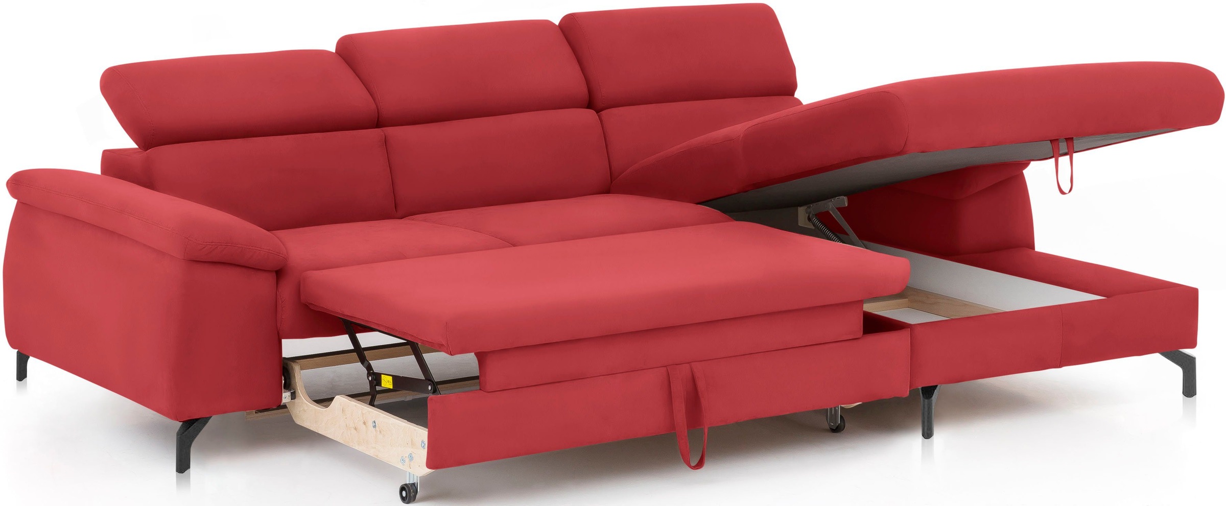COTTA Polstergarnitur »Komaris L-Form«, (Set), Set bestehend aus: Ecksofa mit Kopfteilverstellung & Hocker