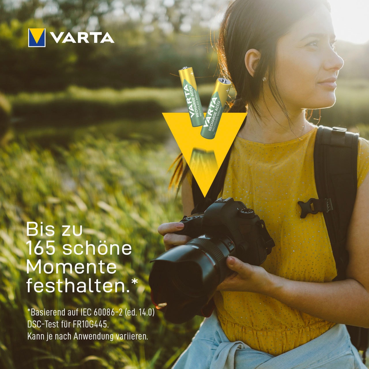 VARTA wiederaufladbare Batterien »wiederauflaudbare Akkus«, 1,2 V, (Packung, 4 St.), VARTA Recharge Accu Recycled, Ready-To-Use vorgeladener AAA Micro Ni-MH Akku (4er Pack, 800mAh) - aus 11% recyceltem Material - wiederaufladbar ohne Memory Effekt