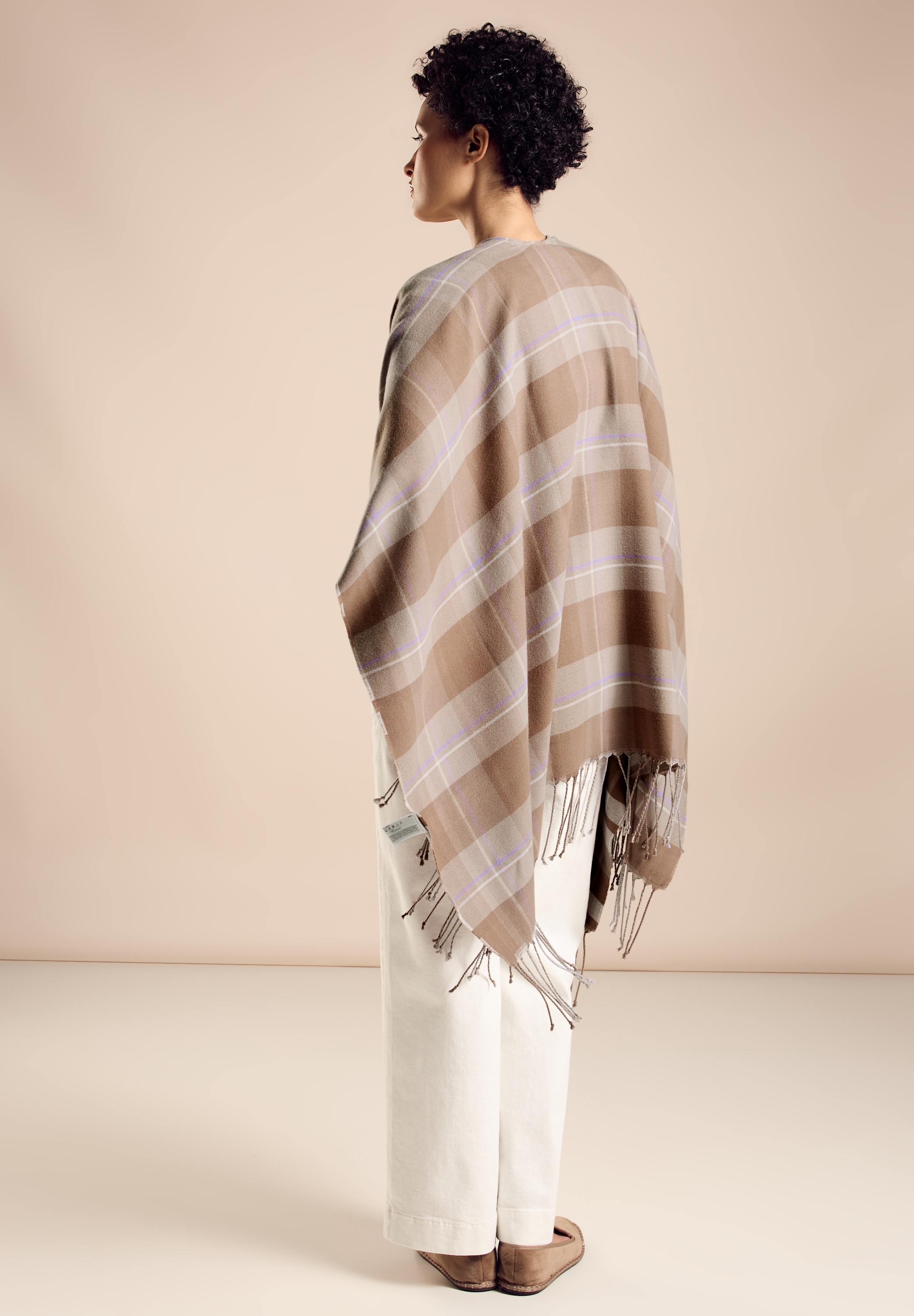 STREET ONE Strickponcho, mit Karo Muster