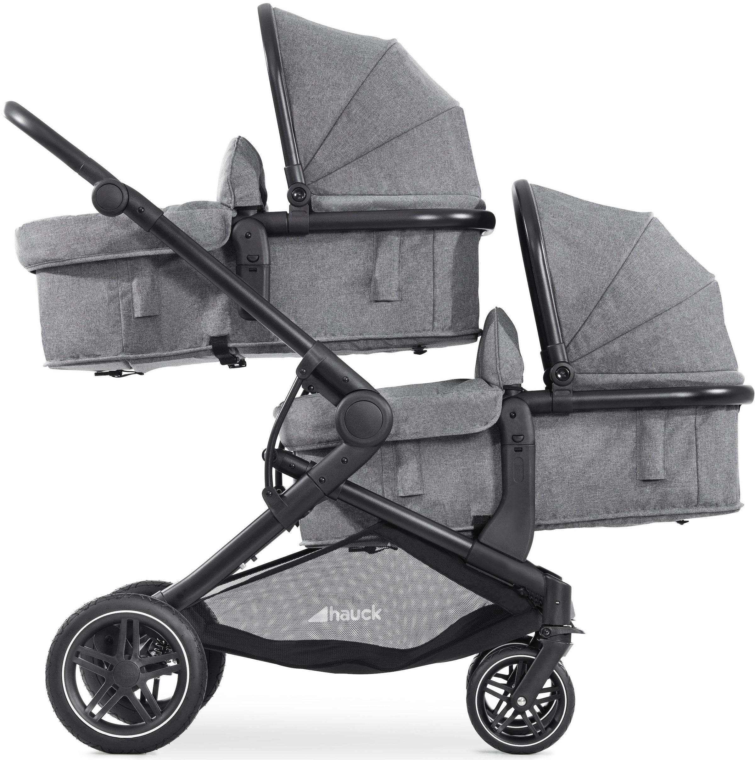 Geschwisterwagen »Atlantic Twin, melange grey«, 30 kg, mit schwenk- und feststellbaren...