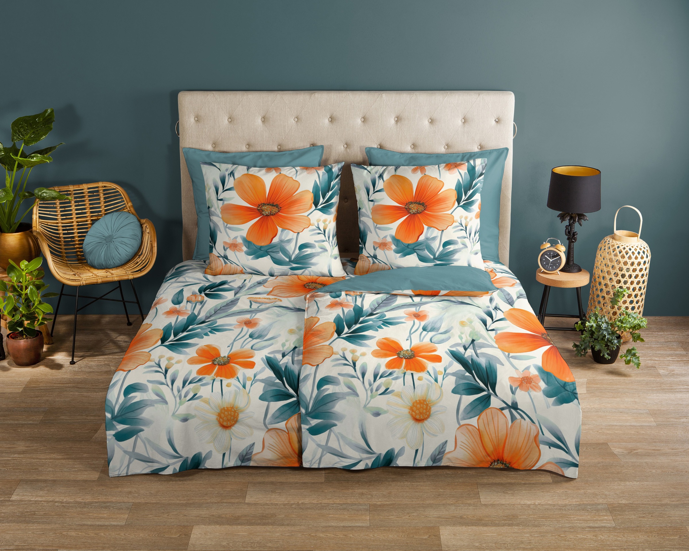 good morning Wendebettwäsche »Spirit«, 100% Baumwolle, Renforcé, Reissverschluss, Wendeoptik, Blumen, Mohn