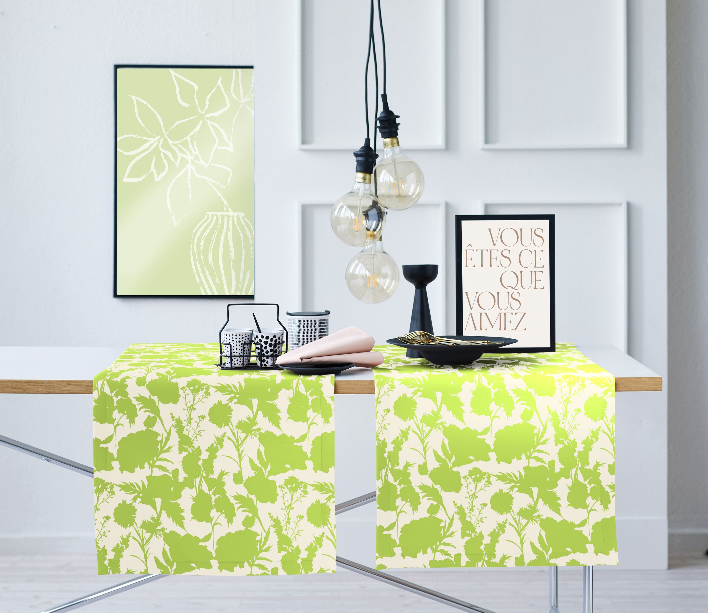 APELT Tischdecke "7002" Stilisierte Sommerblüten als Faux-Uni all-over