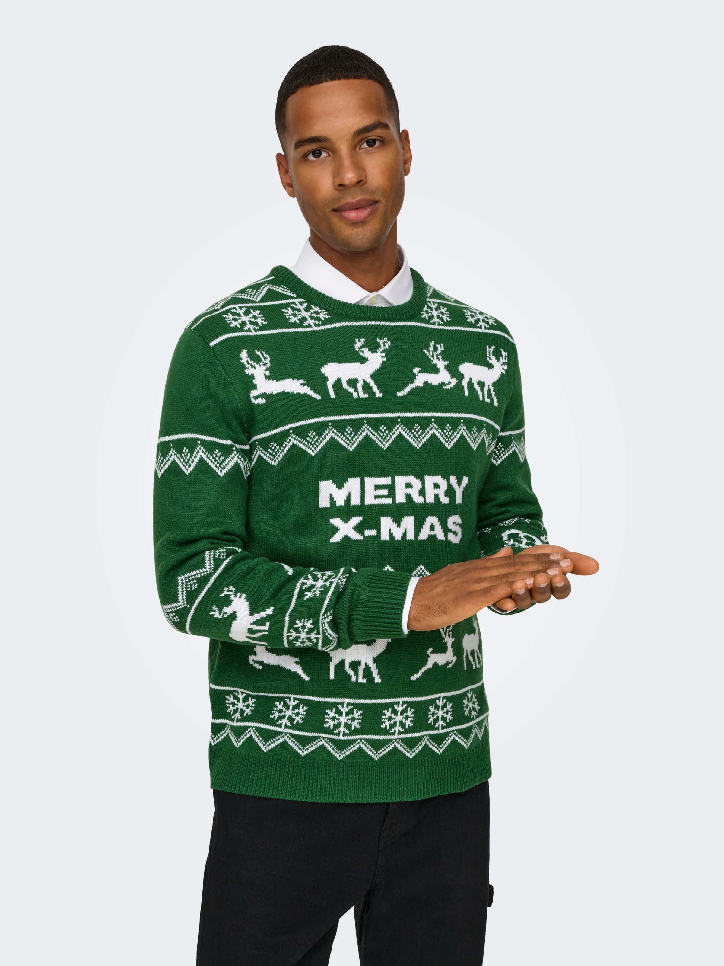 ONLY & SONS Strickpullover »ONSXMAS REG 5 ALLOVER CREW KNIT«