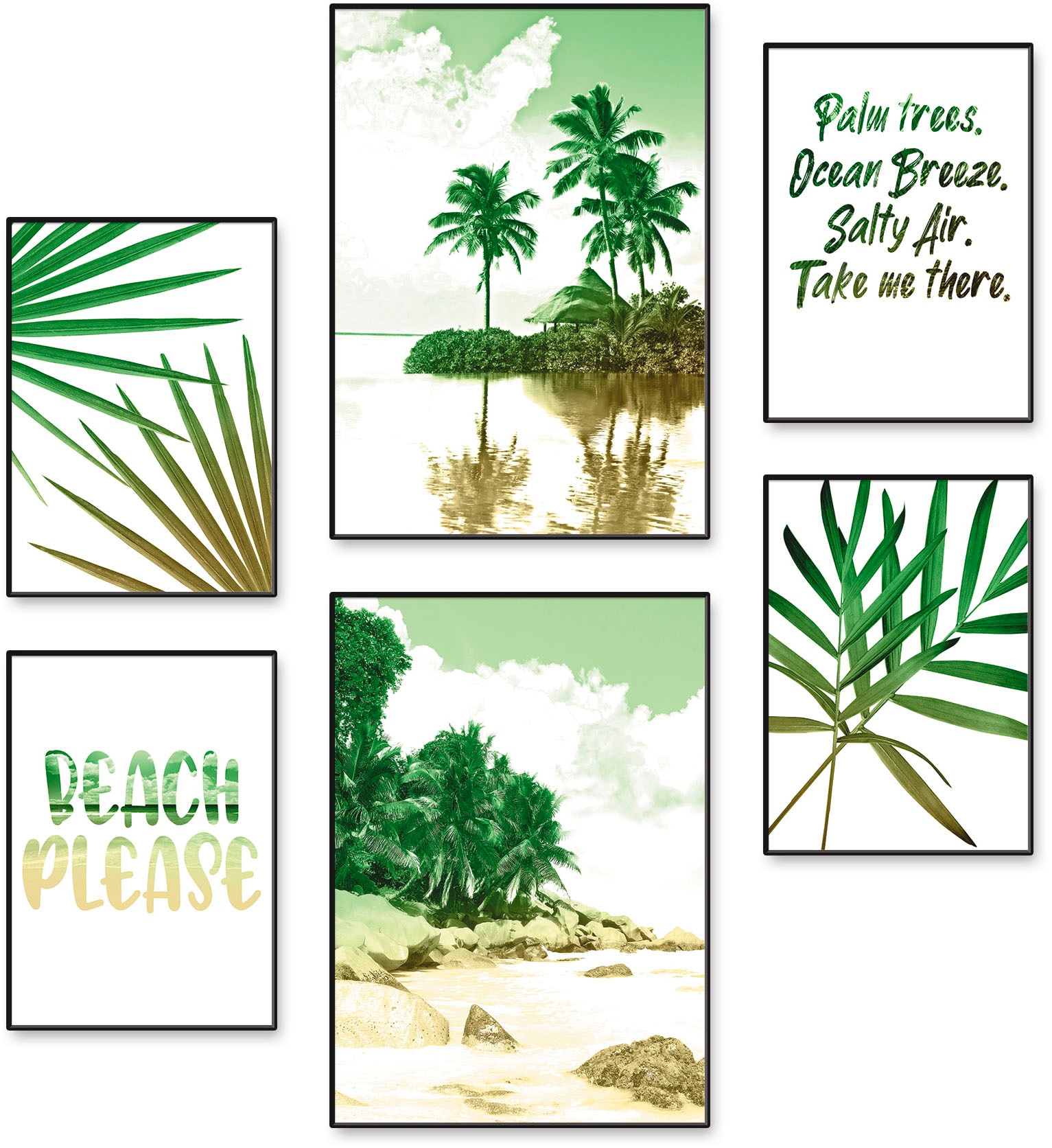 »Palmen, & | Wandbild, Poster, Strand Meer«, Wandposter Bäume, Bild, (6 online Jelmoli-Versand Artland Poster St.), bestellen