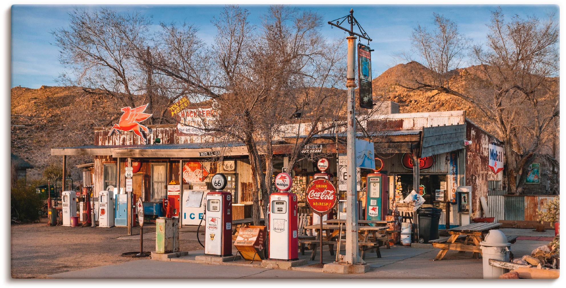 Artland Wandbild »Tankstelle an der Route 66 in Arizona«, Gebäude, (1 St.), als Leinwandbild in verschied. Grössen