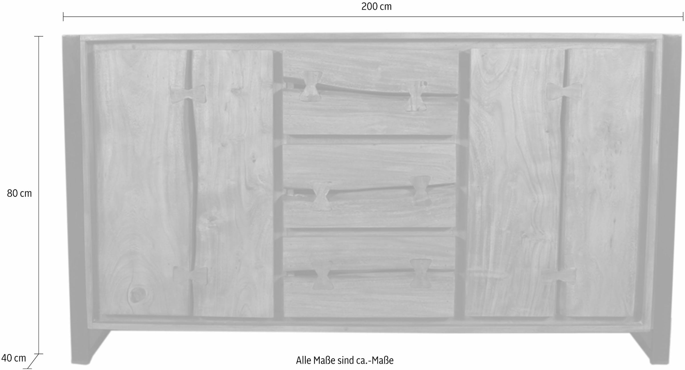SIT Sideboard »Live Edge«, aus Akazienholz, markante Baumkanten in der Front, in zwei Breiten