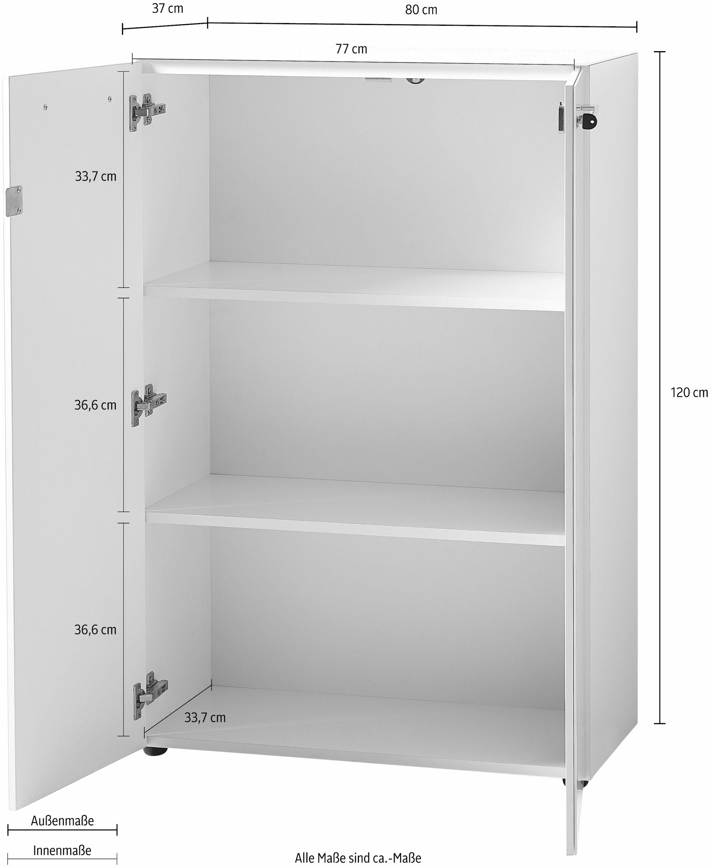 GERMANIA Aktenschrank »GW-Monteria«, (in 2 Höhen), Türen mit Glas-Auflage, abschliessbar, Breite 80 cm, Made in Germany