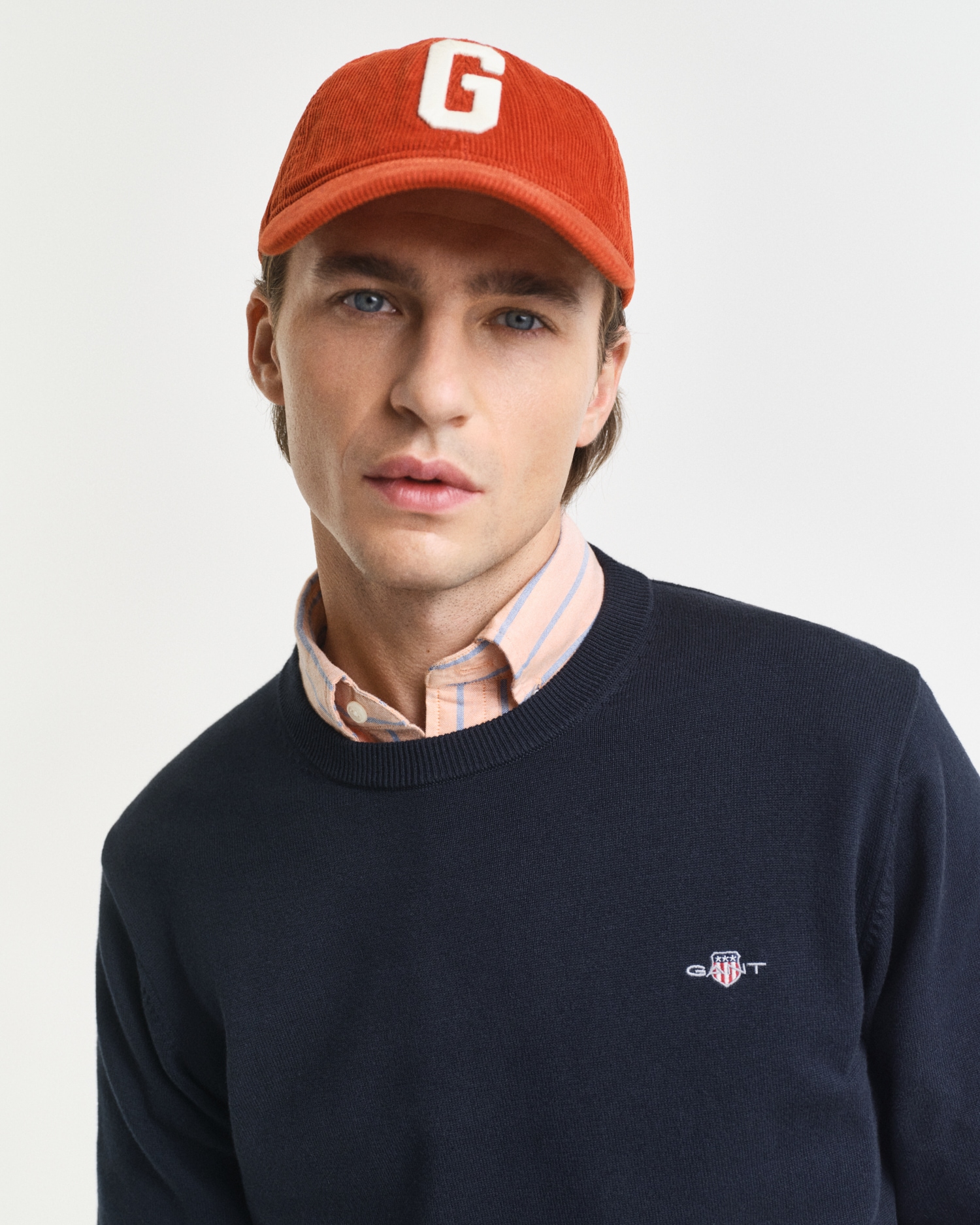 Gant Rundhalspullover »CLASSIC COTTON C-NECK«, Premium Strickpullver aus weicher 100% Baumwolle, Übergangspullover