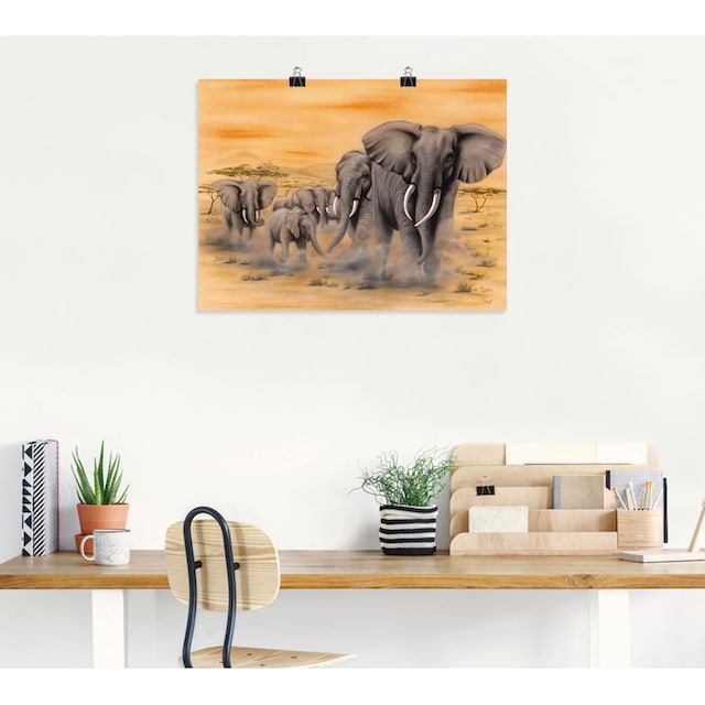 Artland Wandbild als Wandaufkleber shoppen | Elefanten versch. in Alubild, Poster (1 Jelmoli-Versand Leinwandbild, online St.), Grössen oder Bilder, »Steppenelefanten«