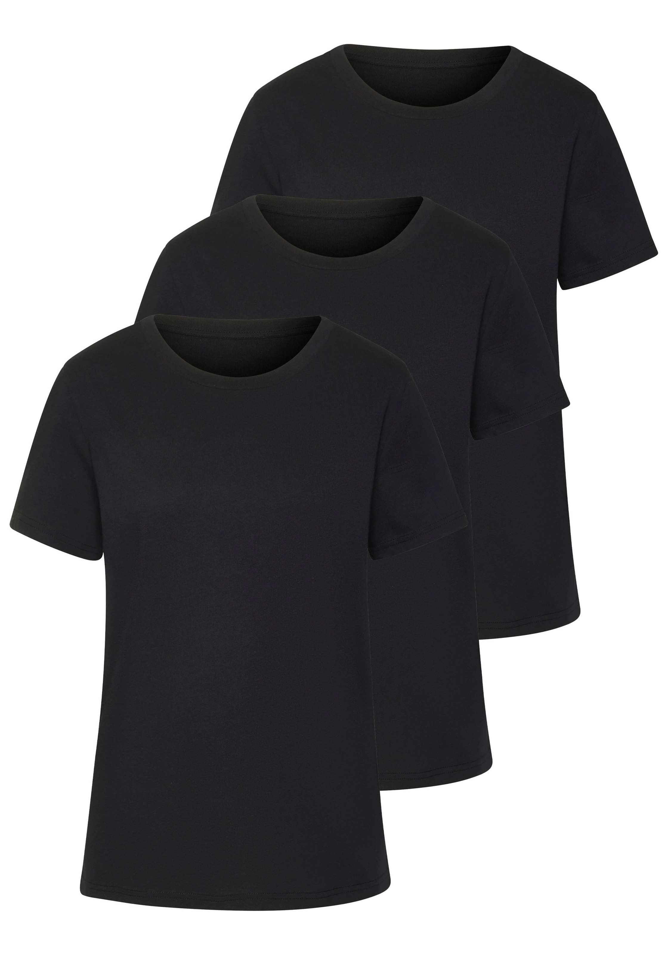 Beachtime T-Shirt »mit modischem Schlitz am Saum« 3er-Pack, aus hochwertiger Baumwoll-Qualität