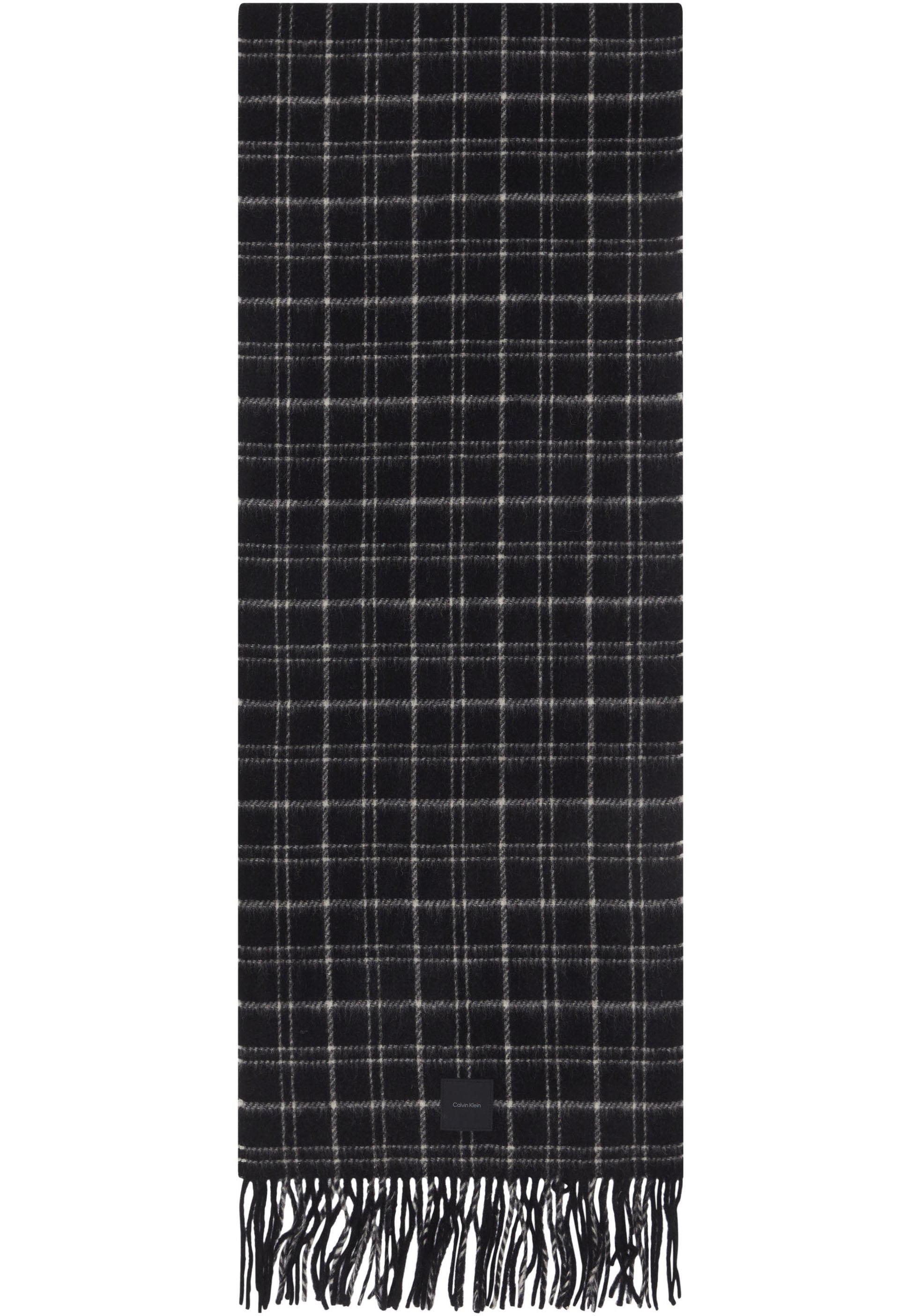 Calvin Klein Schal »MINI CHECK WOOL SCARF«, mit Logopatch