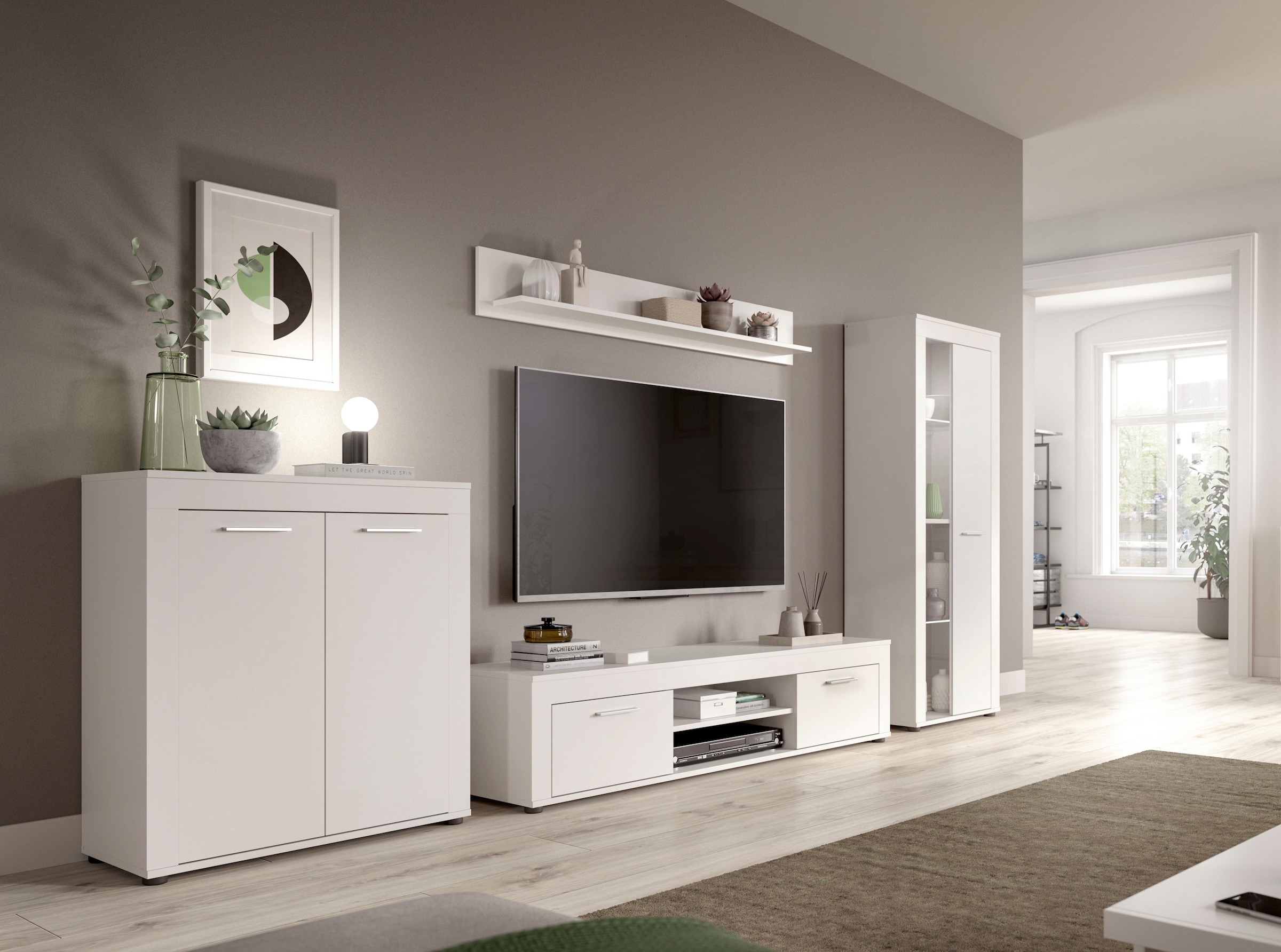 INOSIGN Wohnwand »Aosta, Breite 255cm, bestehend aus Highboard, Lowboard, Wandboard«, (3 St.), Wohnwand, Kombination, Anbauwand, Möbel Set, Schrankwand, Möbel Kombi