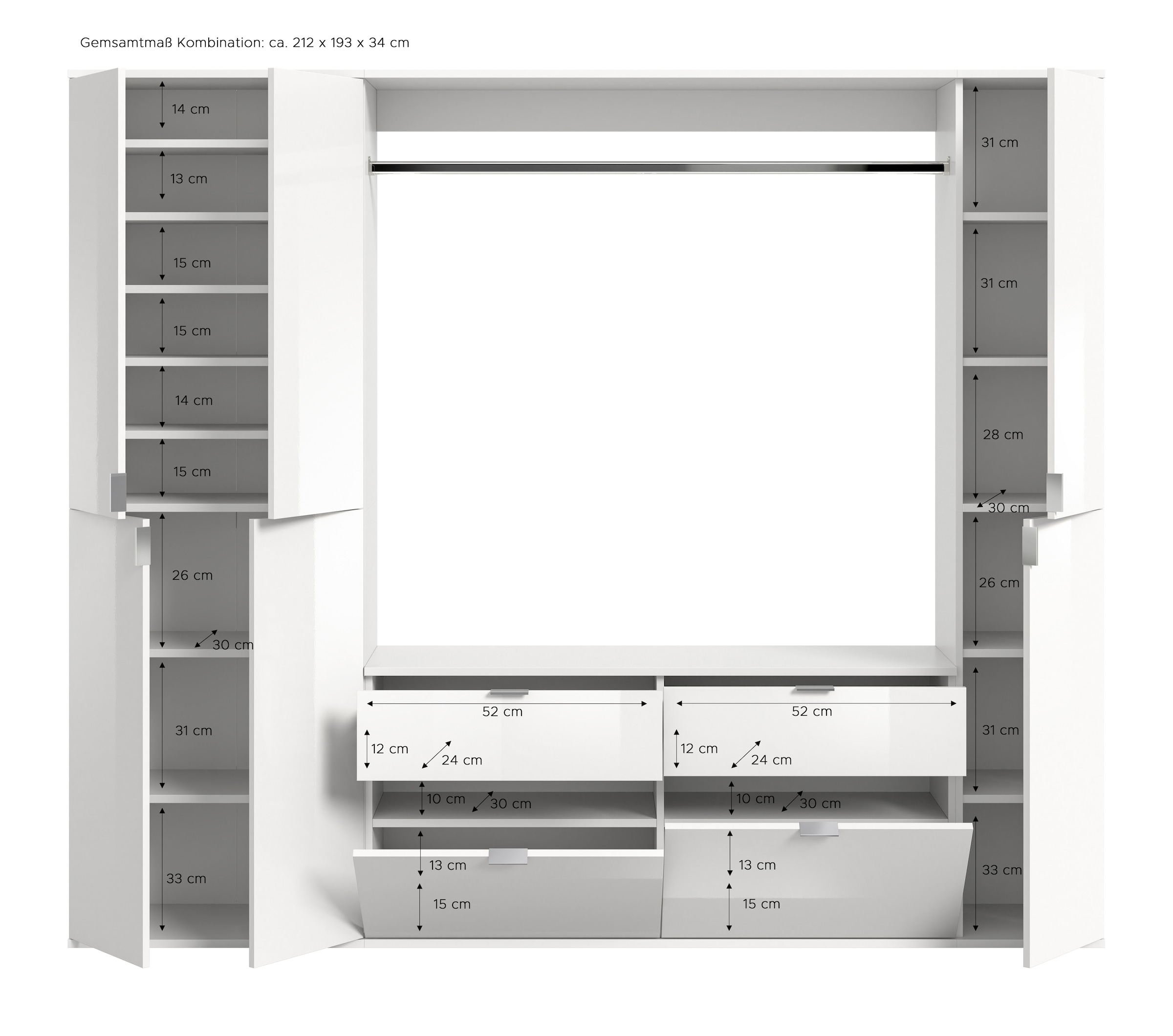 INOSIGN Garderoben-Set »Trondheim«, (Set, 4 St.), Diele, Flur, Schranksystem, Garderobenmöbel, Set, Kombination