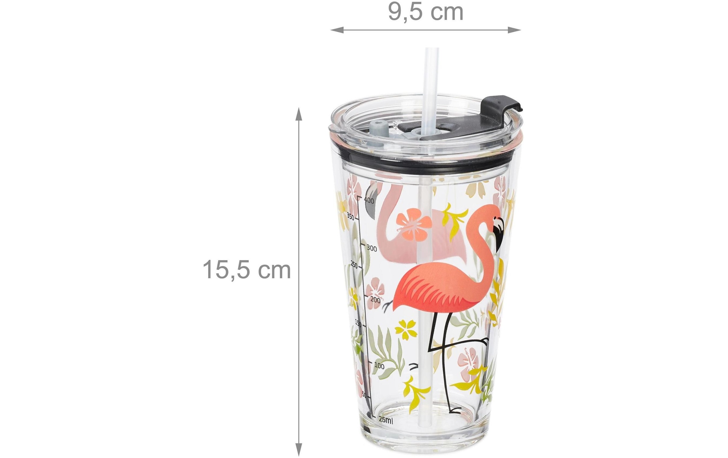 relaxdays Glas »Flamingo 4 Stück 450 ml«