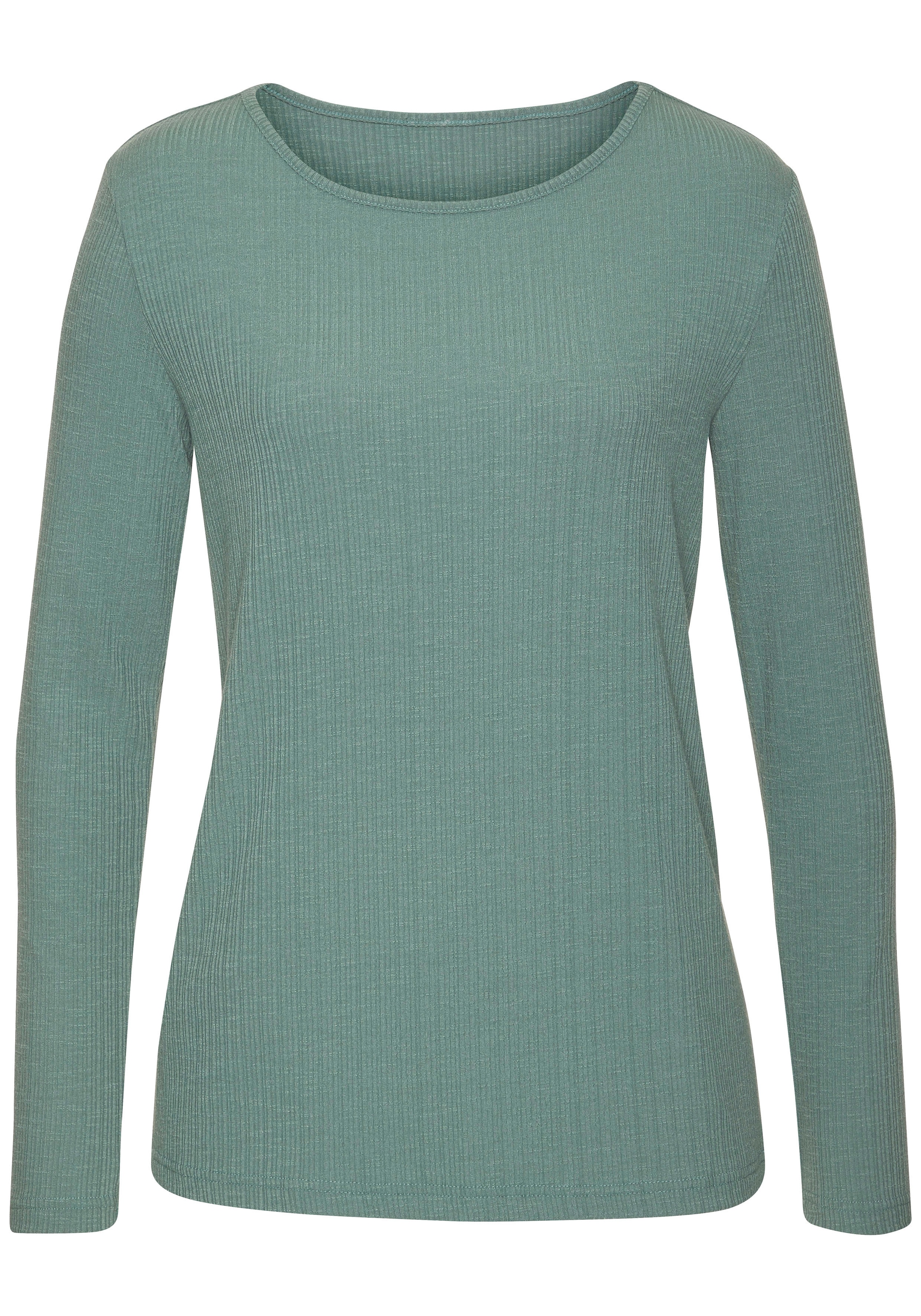 Vivance Langarmshirt »mit modischer Rippstruktur«, aus weichfliessender Qualität mit Viskose