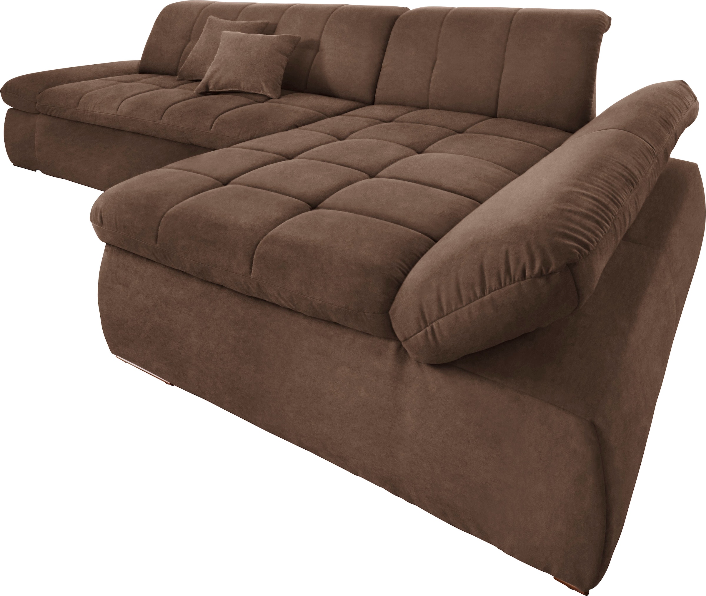 DOMO collection Ecksofa »NMoric XXL, B/T/H: 300/172/80cm, Revamierenabschluss L-Form«, wahlweise mit Bettfunktion und Armlehnverstel,lung