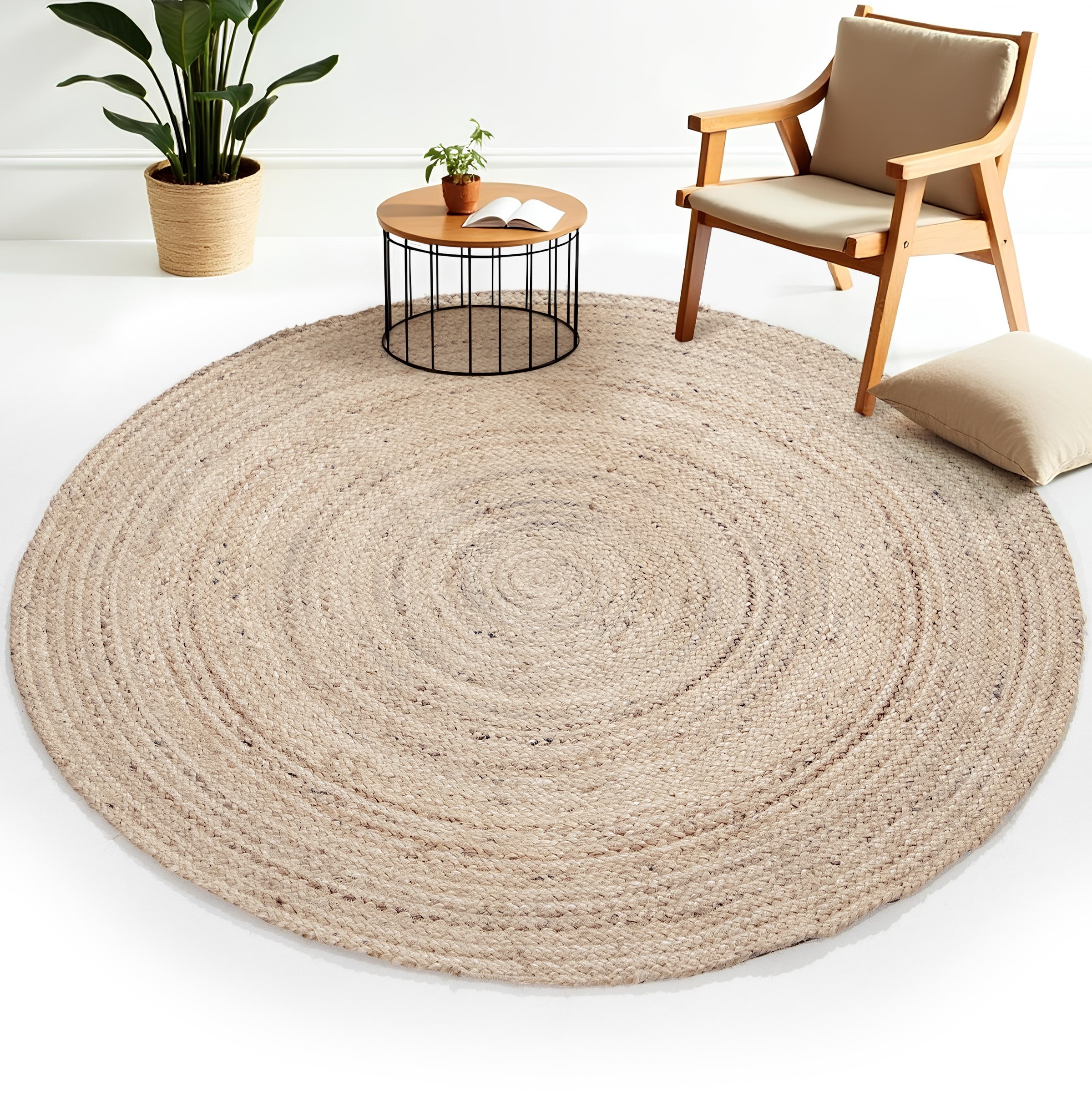 carpetfine Teppich »Nele Juteteppich Naturfaser«, rund, 6 mm Höhe, geflochtener Wendeteppich aus 100%Jute, in rund und oval, viele Grössen