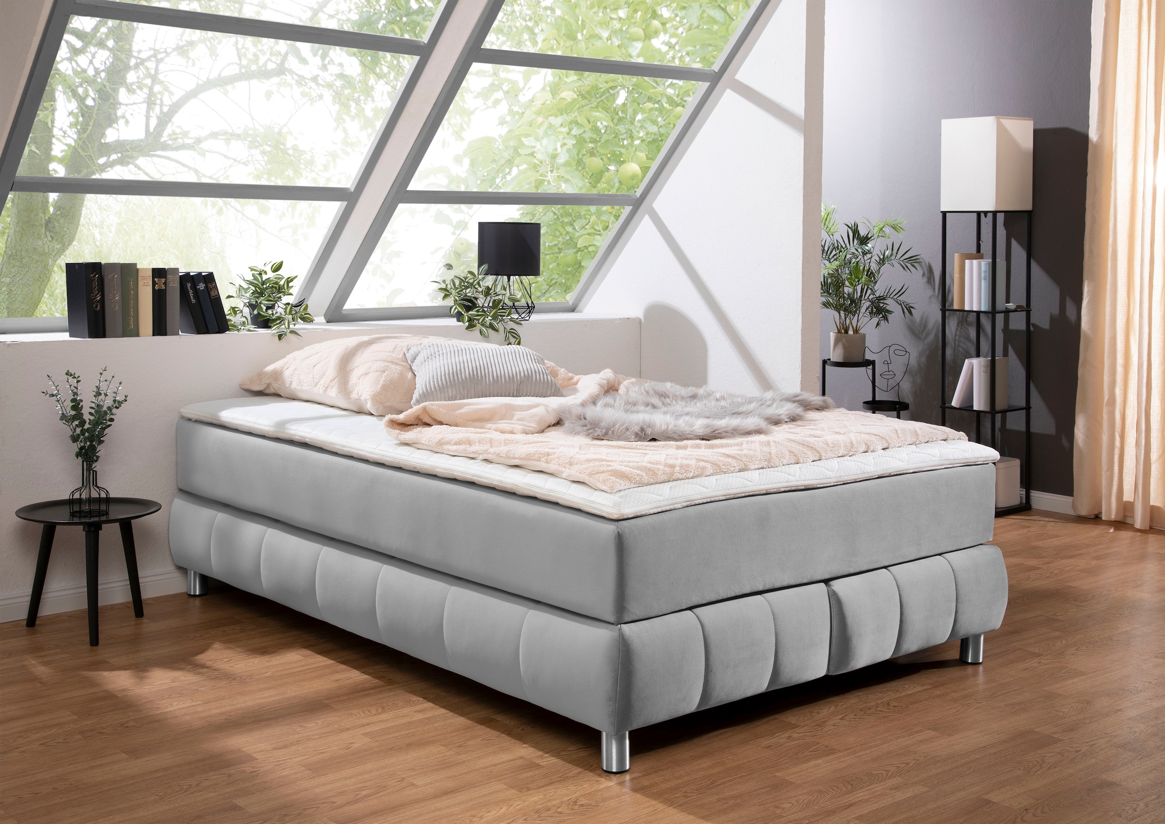 Home affaire Boxspringbett "Salo" Ohne Kopfteil, inkl. Topper, auch in Überlänge 220 cm