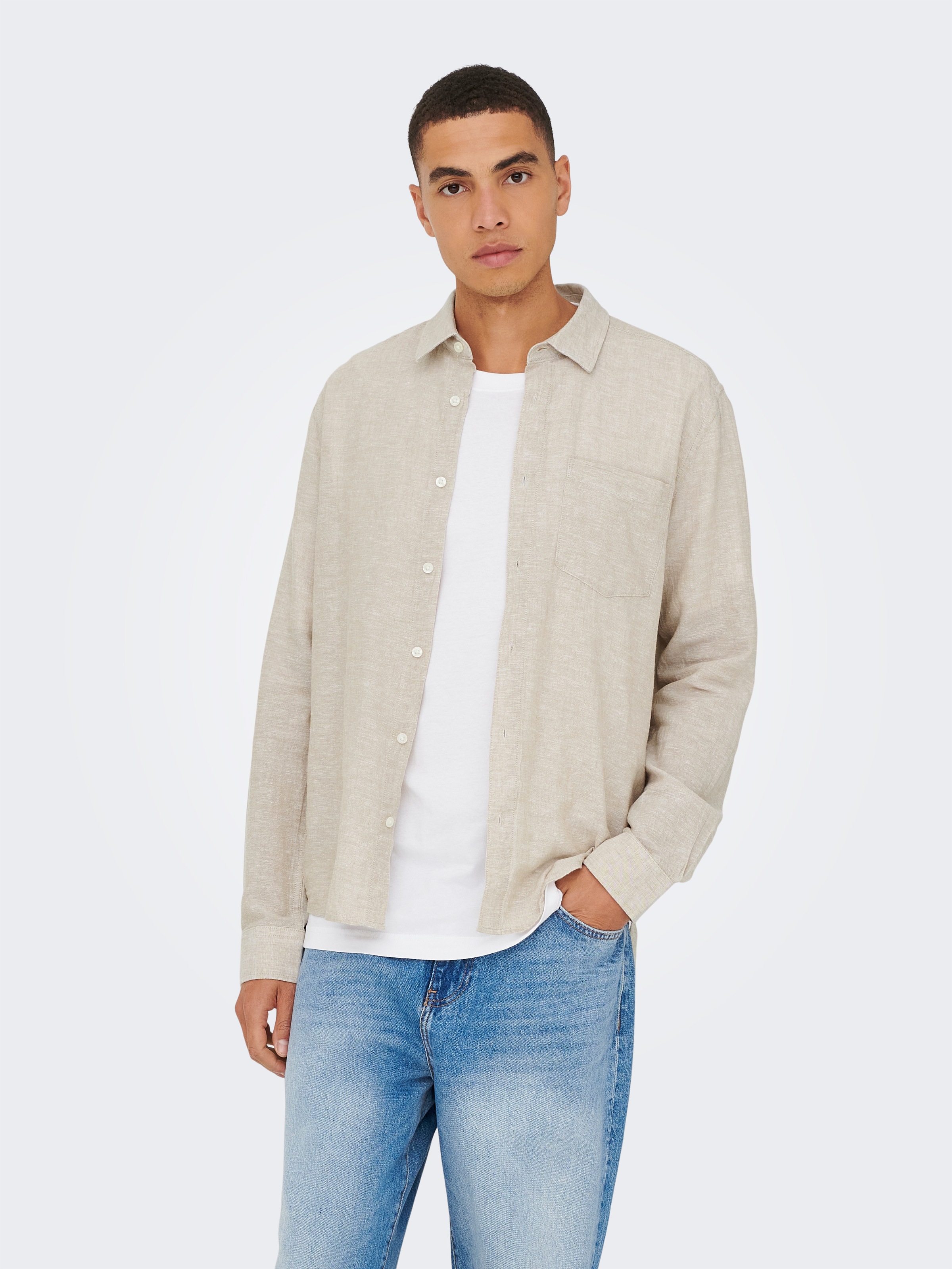 ONLY & SONS Langarmhemd »ONSCAIDEN LIFE REG LS 1 PKT SHIRT NOOS«