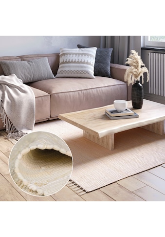 Teppich »Dalia«, rechteckig, Handweb Teppich, Uni Farben, 90% Baumwolle, handgewebt,...
