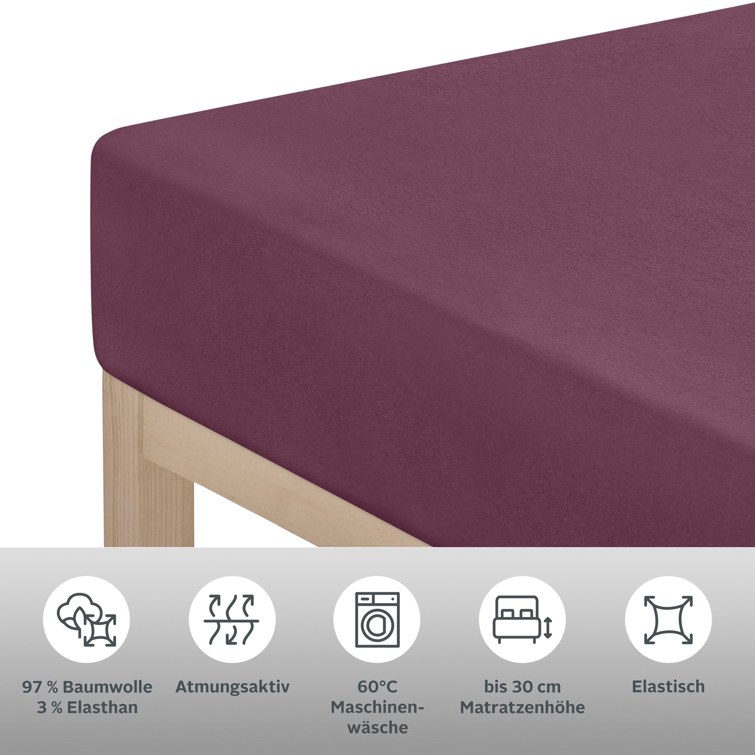 OTTO home Spannbettlaken "SOUCY aus Baumwolle mit Elasthan, 160 g/m²" Premium Bettlaken für Matratzen bis 30 cm Höhe, optimale Passform