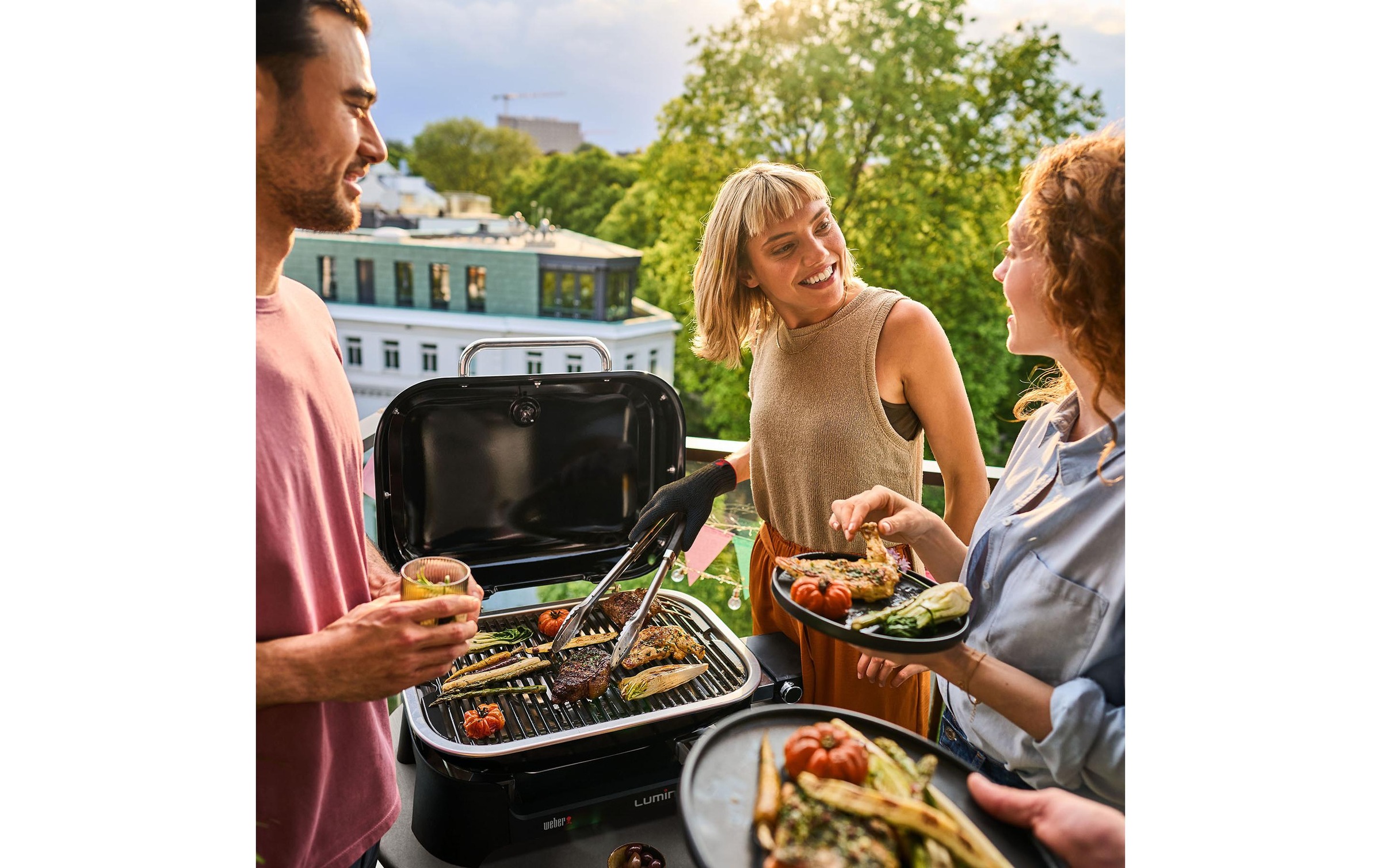 Weber Elektro-Standgrill »Lumin Compact, Rot«, 2200 W