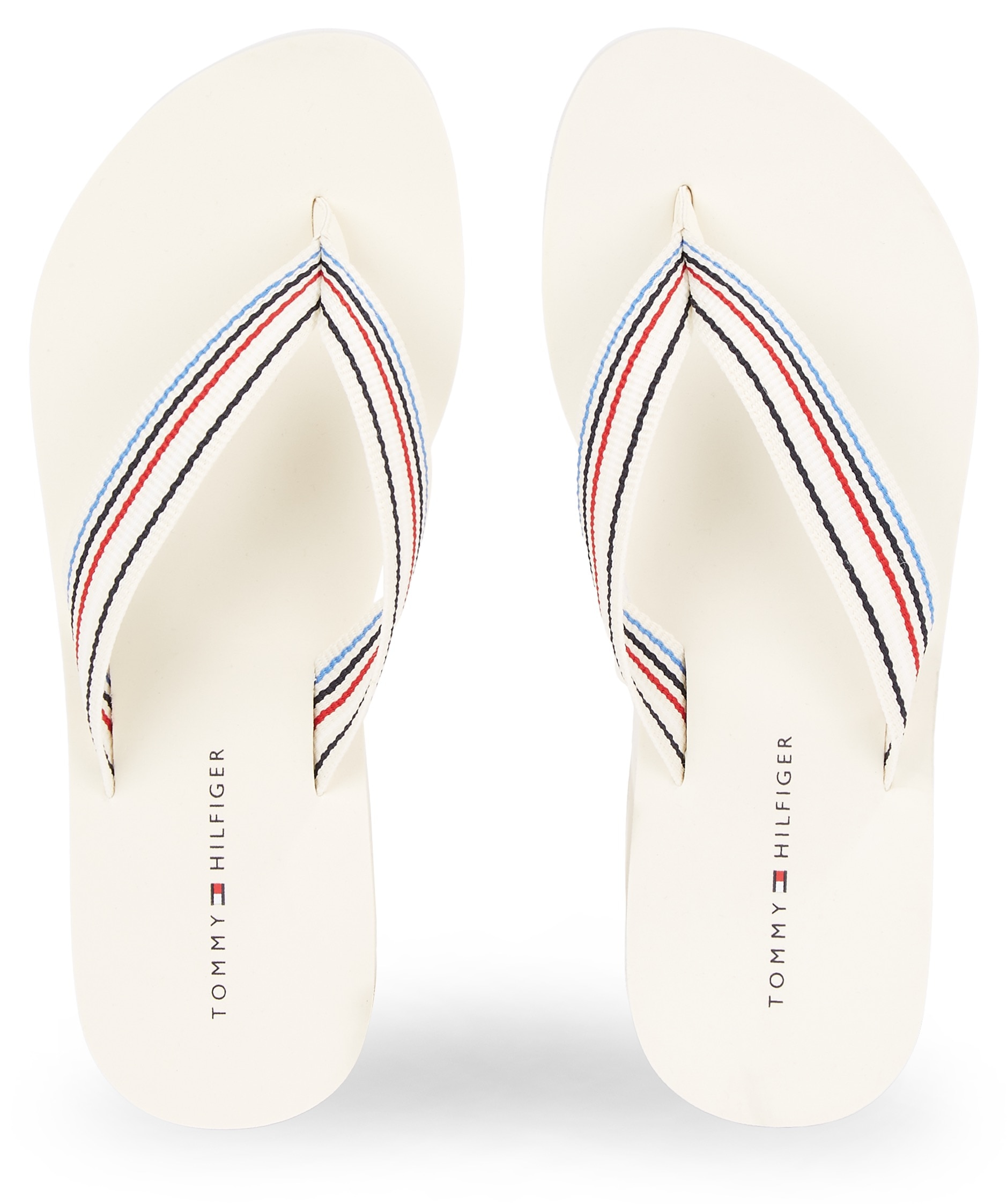 Tommy Hilfiger Zehentrenner »WEDGE STRIPES BEACH SANDAL«, Bademode, Sommerschuh, Schlappen, Poolslide mit Streifen