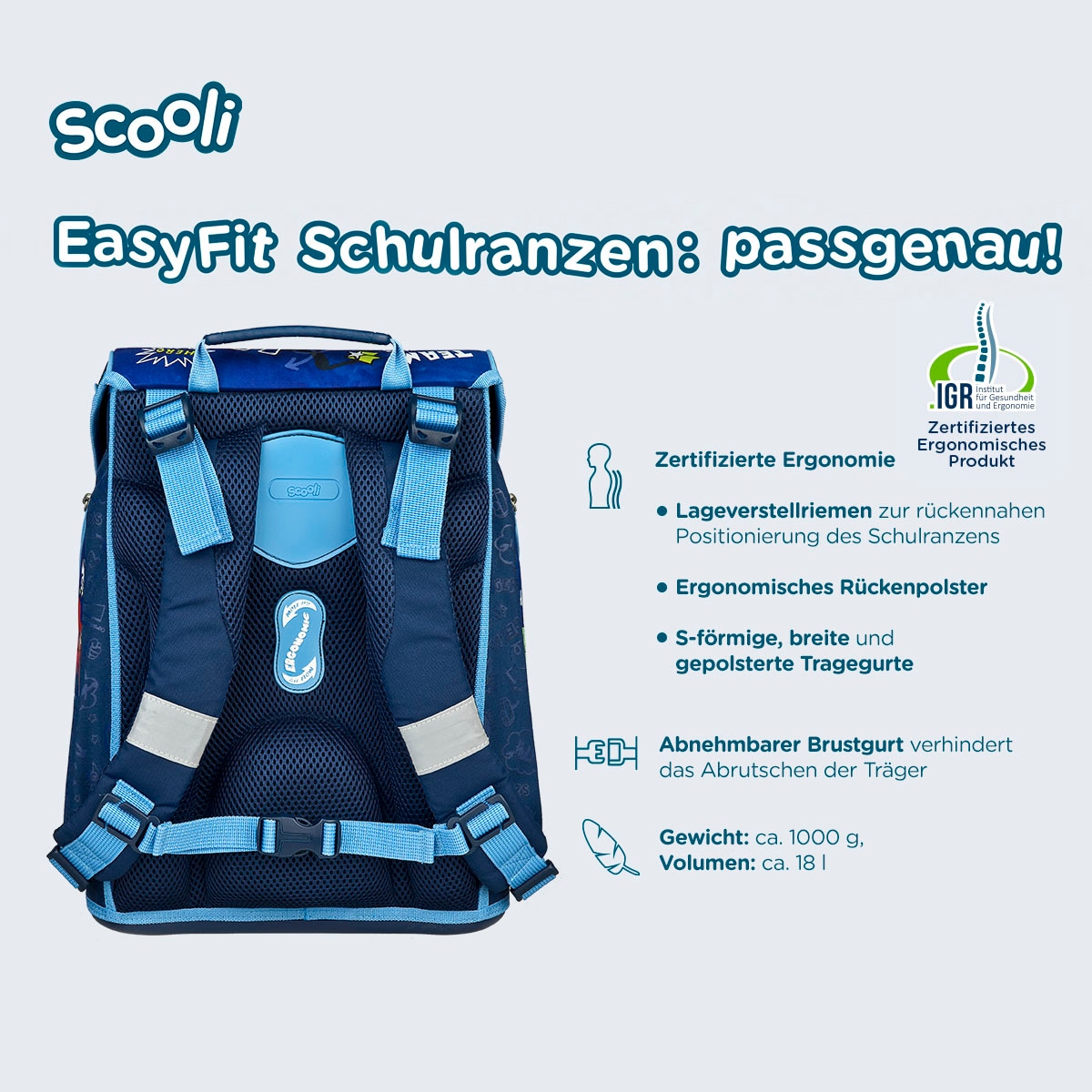 Scooli Schulranzen »EasyFit, Avengers«, Reflektoren