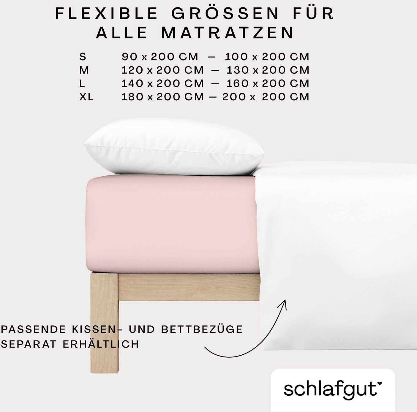 Schlafgut Spannbettlaken »CASUAL u.a. in Gr. 90x200, 140x200 oder 180x200 cm, 100% Bio-Baumwolle«, Bettlaken für Matratzen bis 25 cm Höhe, zuverlässig, langlebig, weich