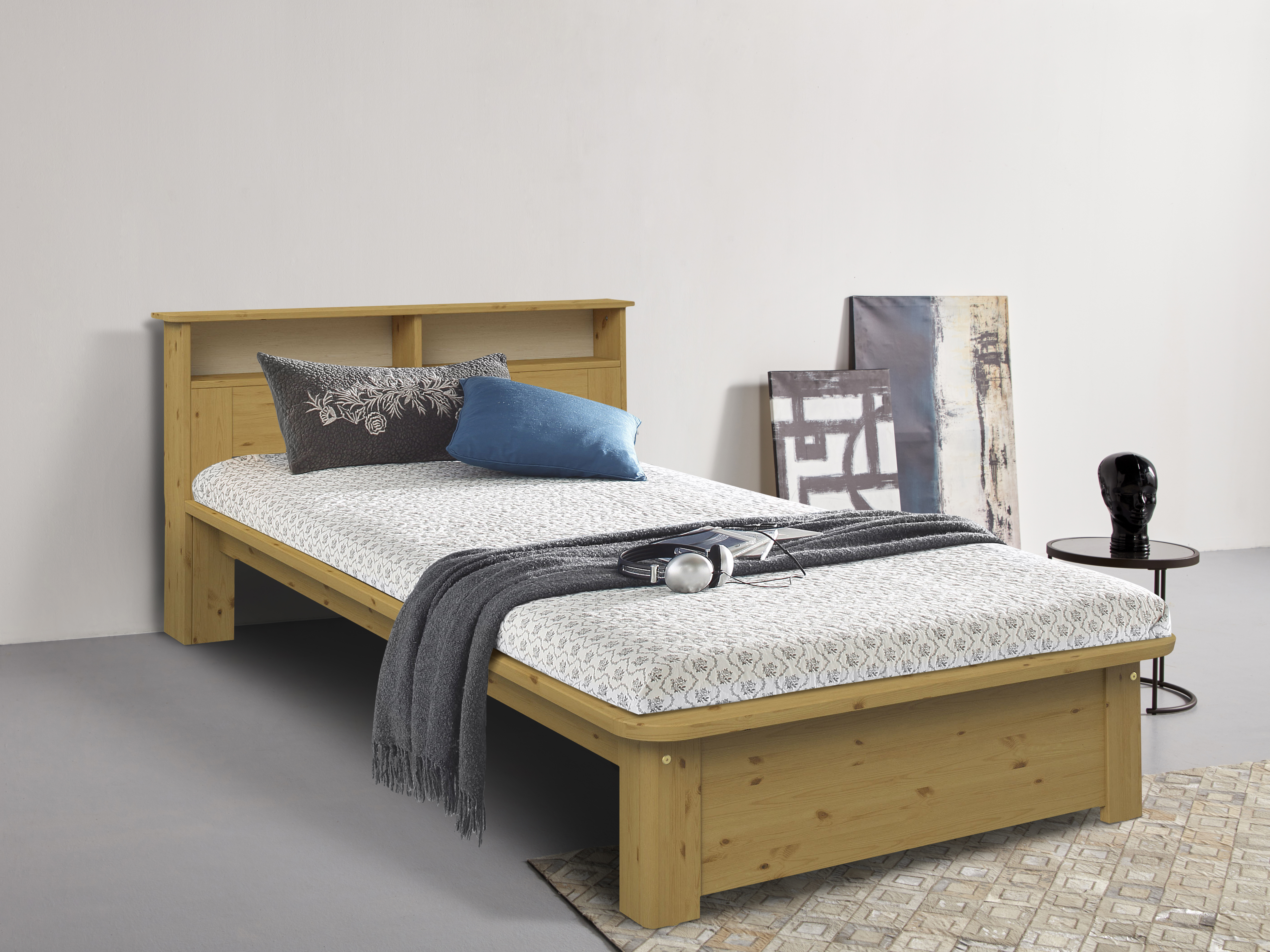 Bett »"KERO" BESTSELLER! Stauraum im Kopfteil«, zertifiziertes Massivholz (Kiefer),...
