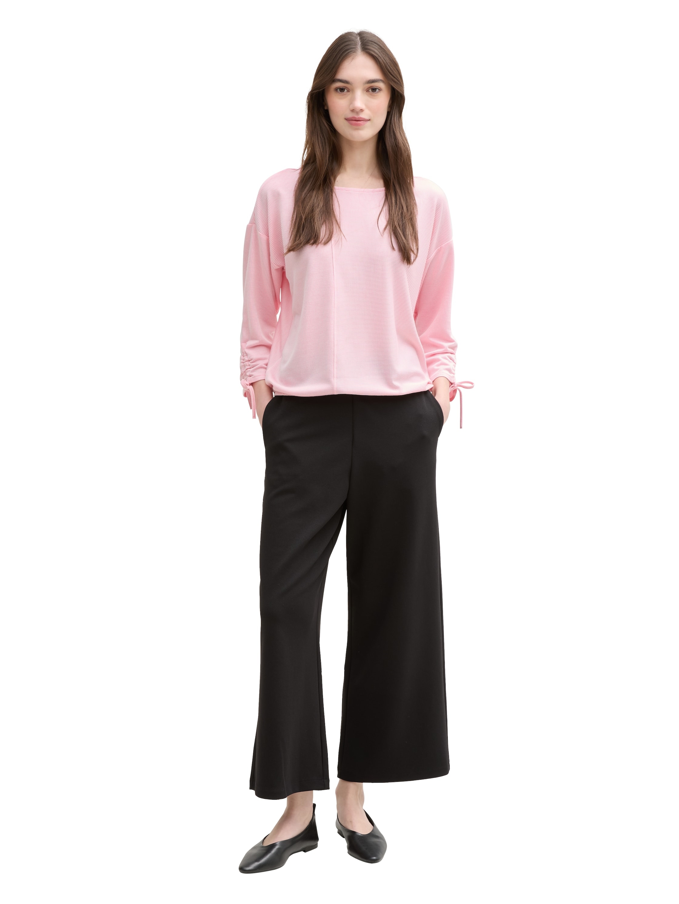 TOM TAILOR Denim 3/4-Arm-Shirt, in feiner Rippoptik