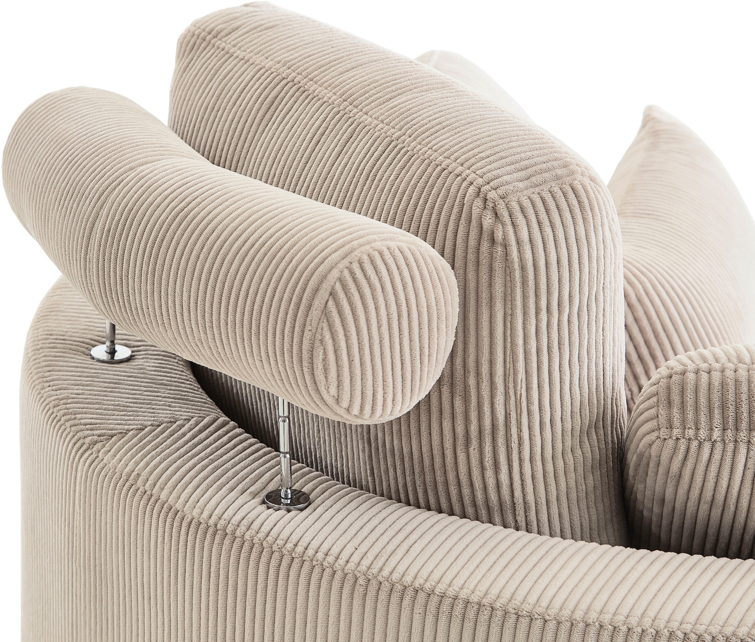 ATLANTIC home collection Loveseat »Ravi, B: 114 cm«, XXL- Sessel, mit Stauraumhocker, Rückenstütze & 4 Zierkissen