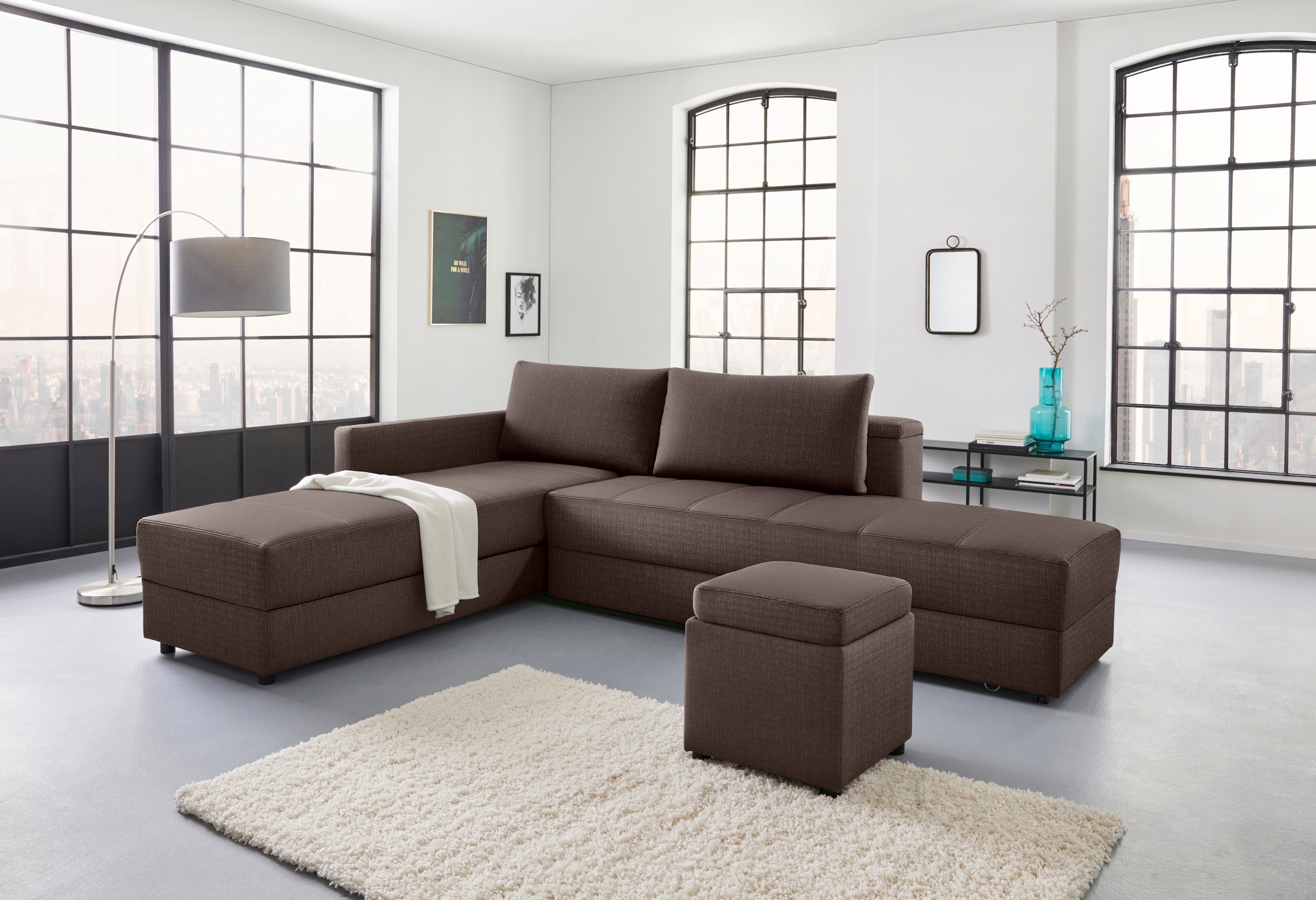 LOOKS by Wolfgang Joop Ecksofa »LooksIII L-Form«, durch Drehfunktion zum Bett wandelbar, inklusive Staufach